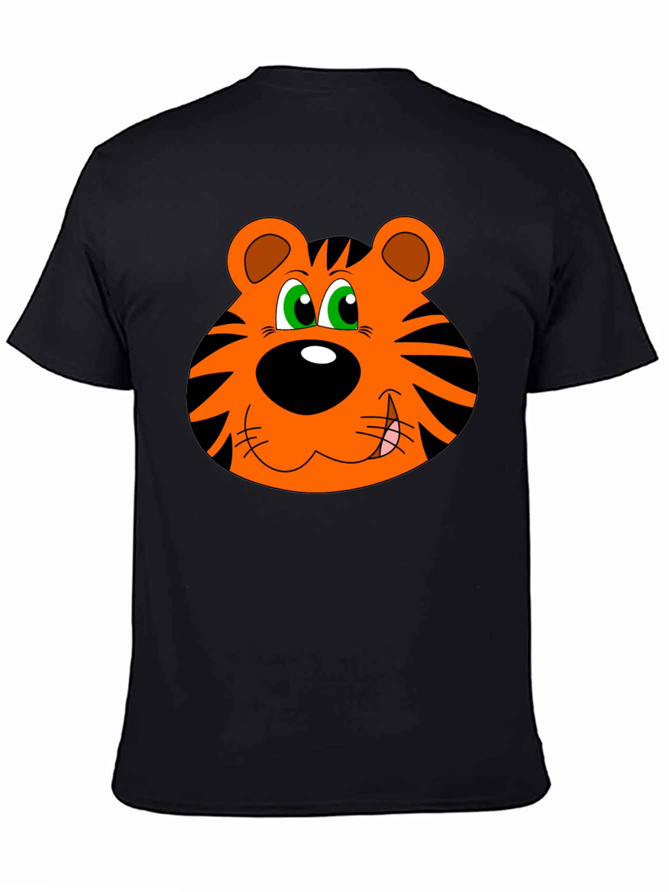 Black Cartoon Tiger Graphic T-Shirt - Black view 4