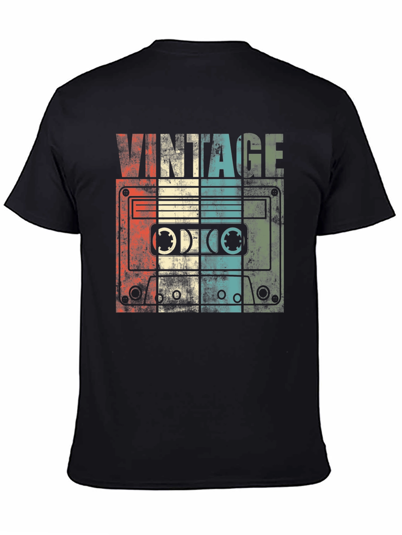 Black Vintage Cassette Tape Graphic T-Shirt view 4