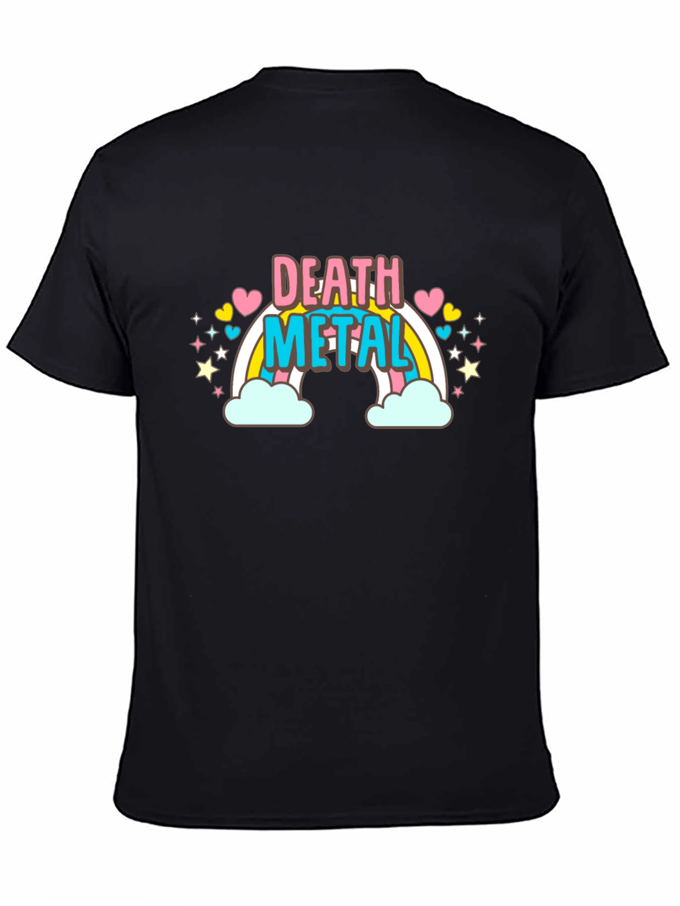 Black Death Metal Rainbow T-Shirt - Black Cotton Tee view 4