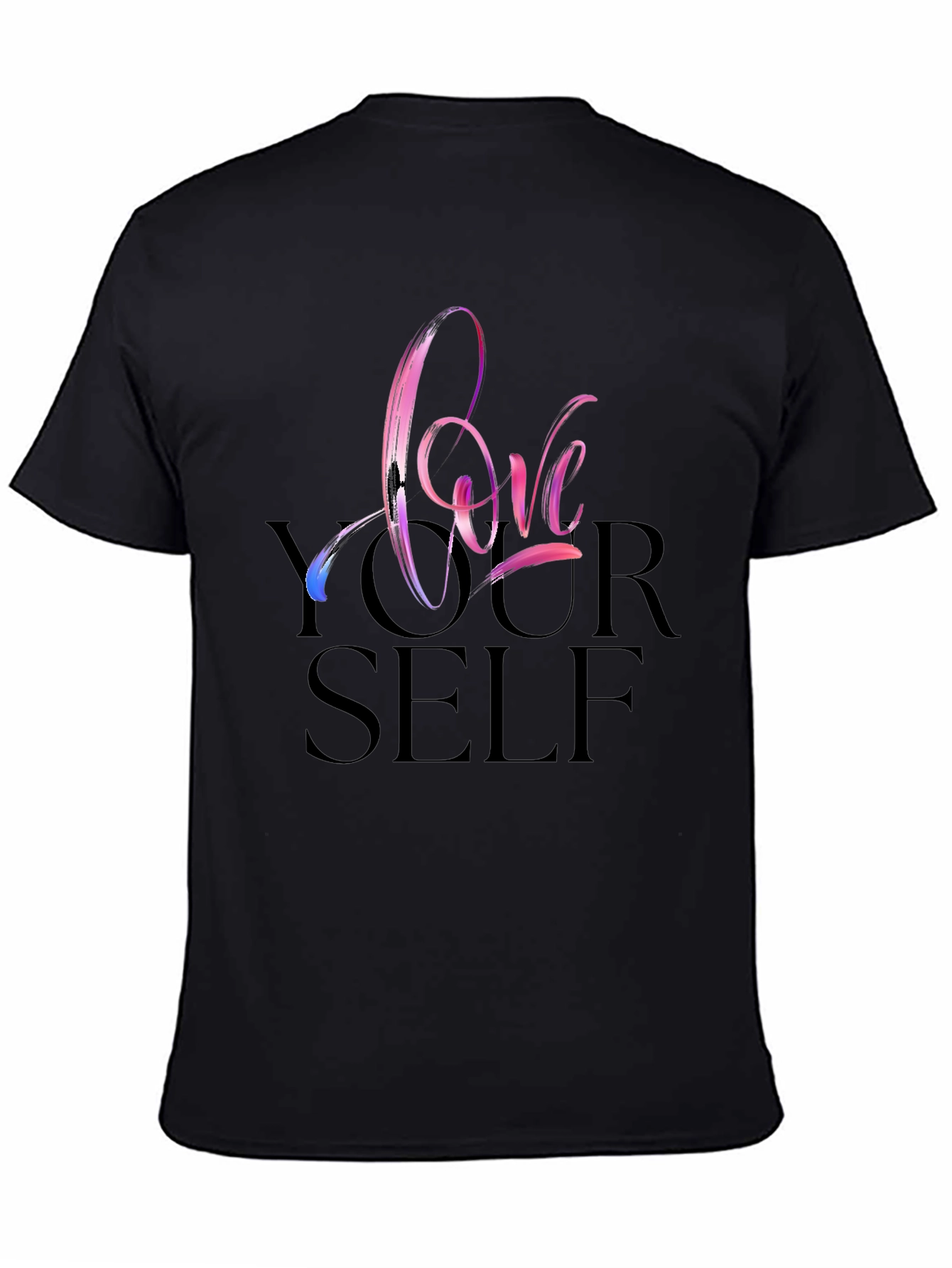 Black Love Yourself Graphic Tee - Black Cotton Casual Shirt view 4