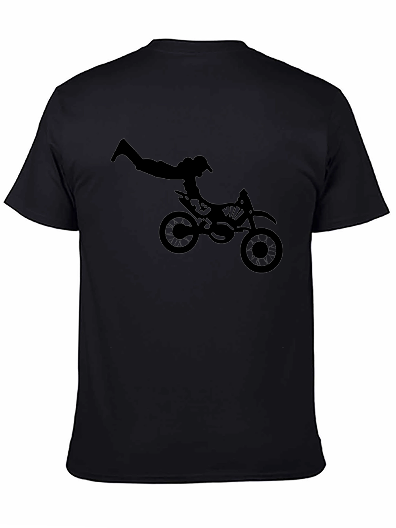 Black Black Graphic Tee: Motocross Stunt Design view 4