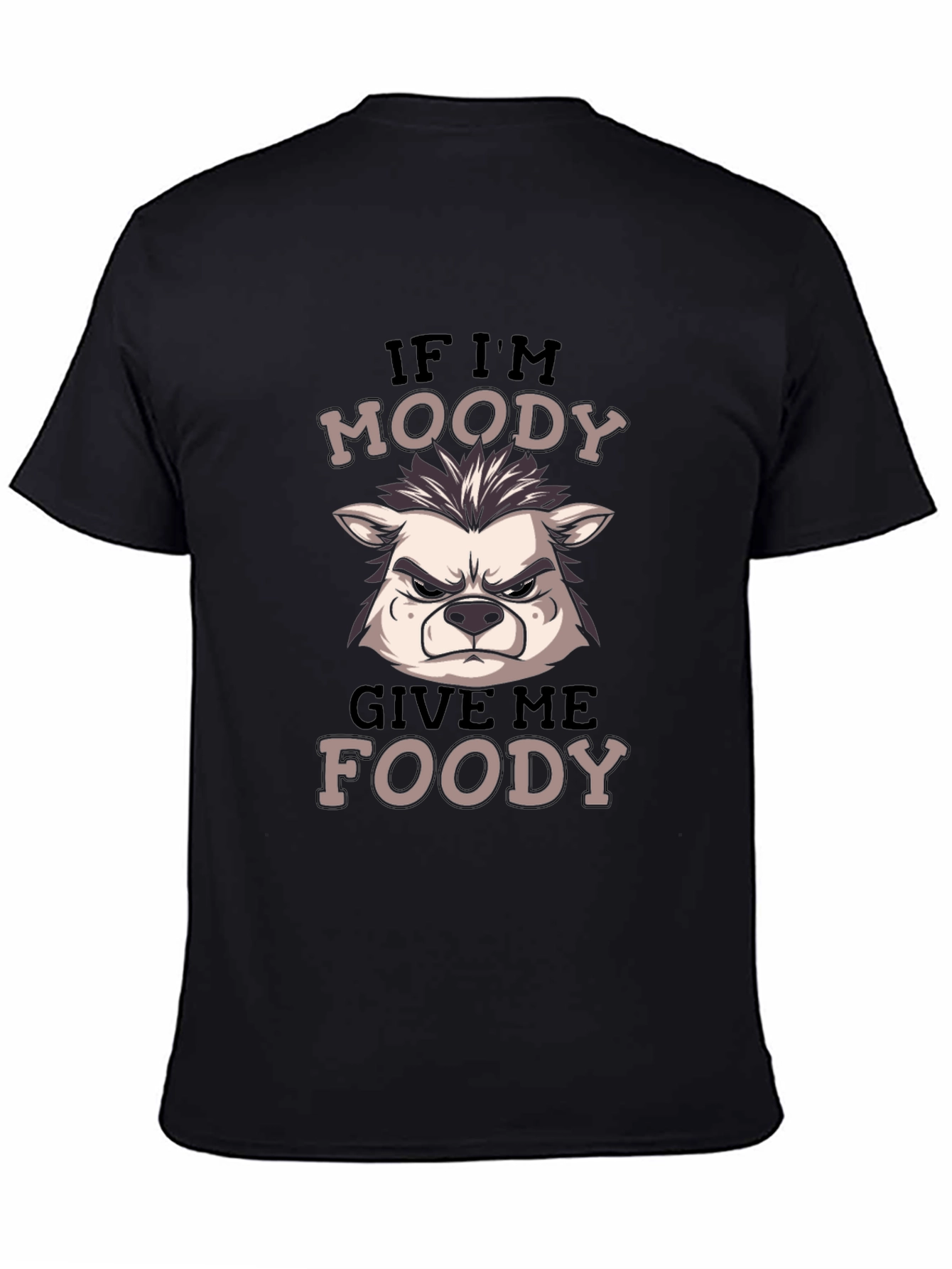 Black Moody Wolf Foody Graphic T-Shirt - Casual Style view 4