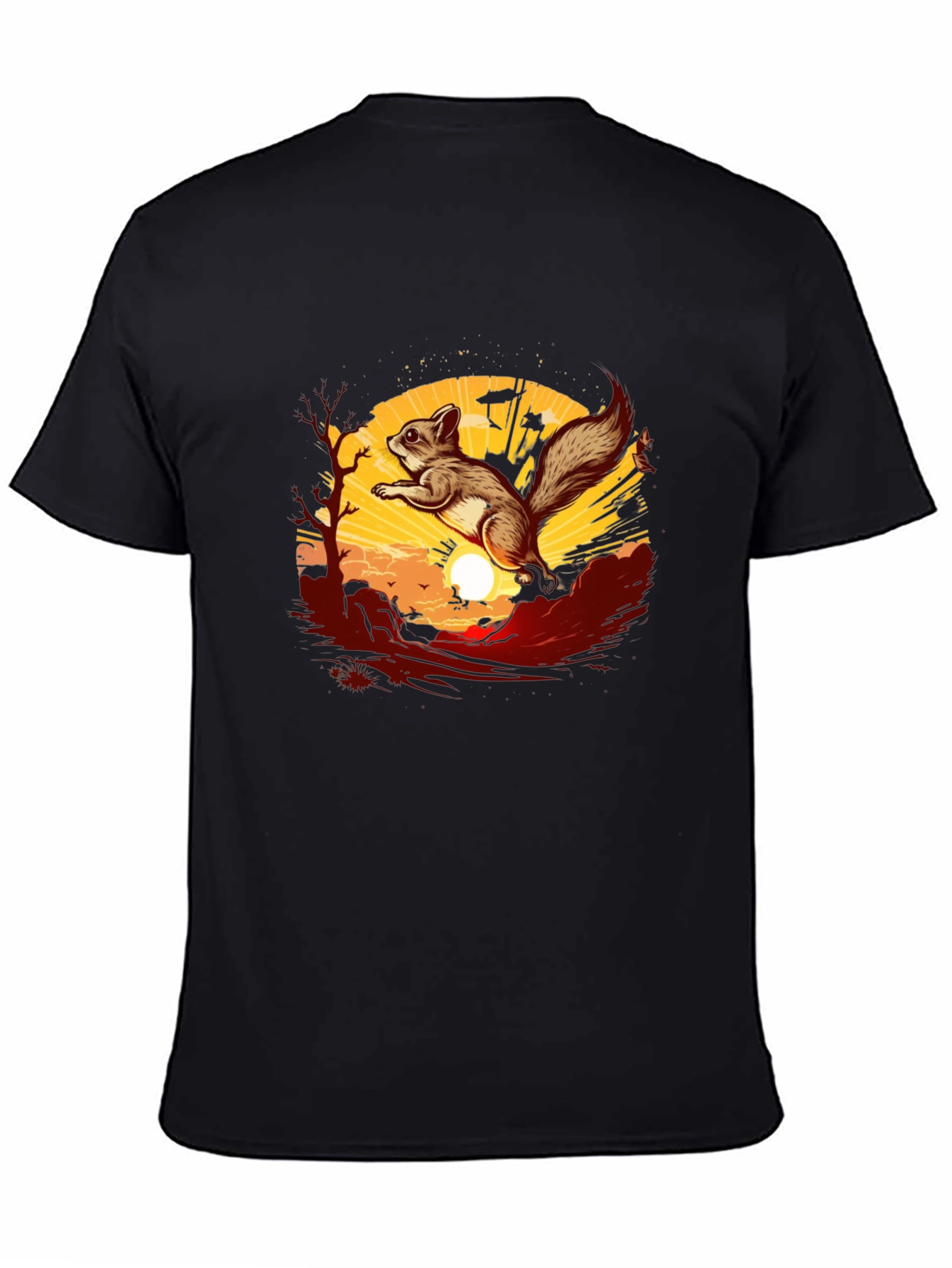 Black Squirrel Sunset Graphic Tee - Black view 4