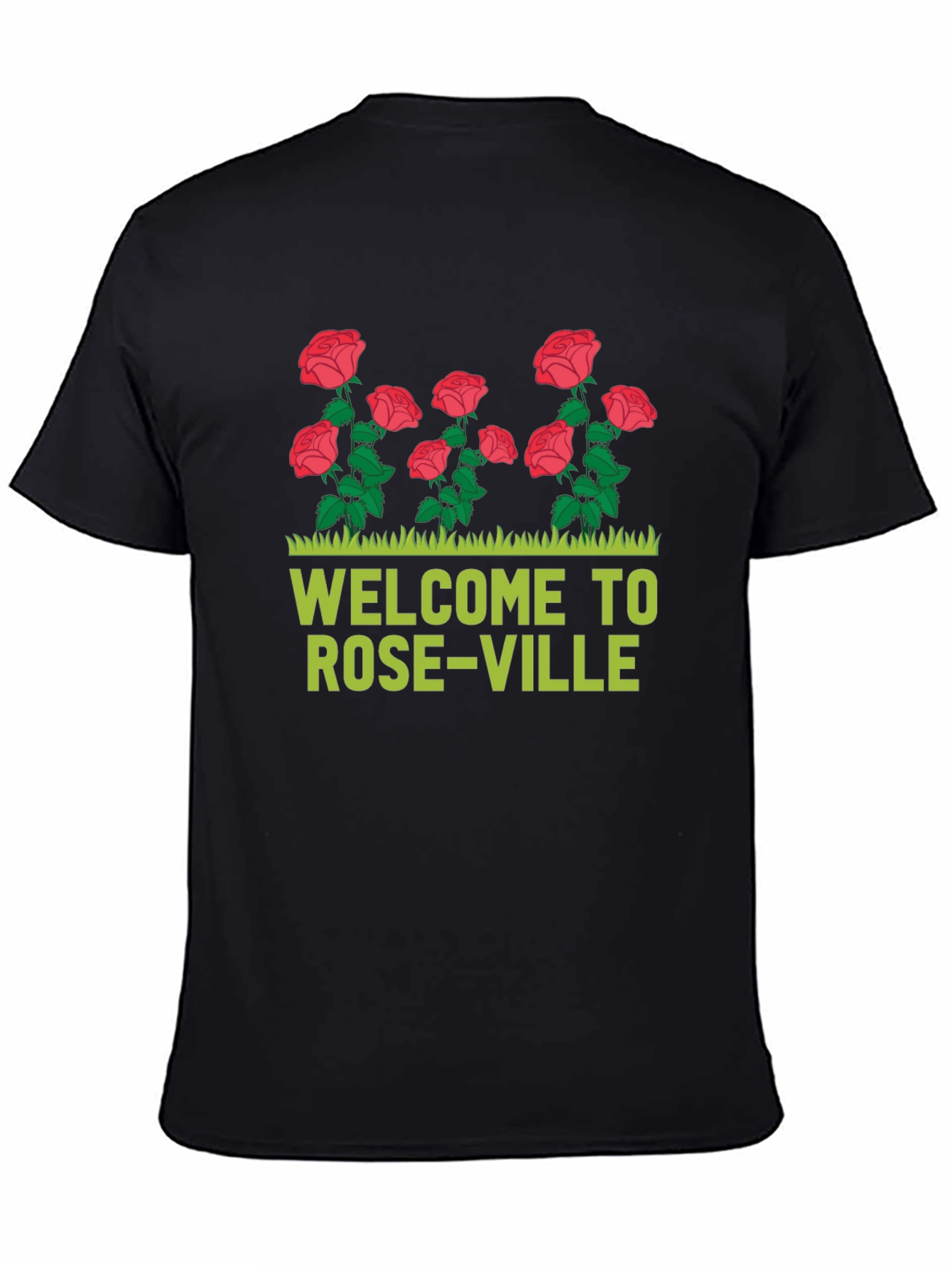 Black Welcome to Roseville T-Shirt - Floral Design view 4