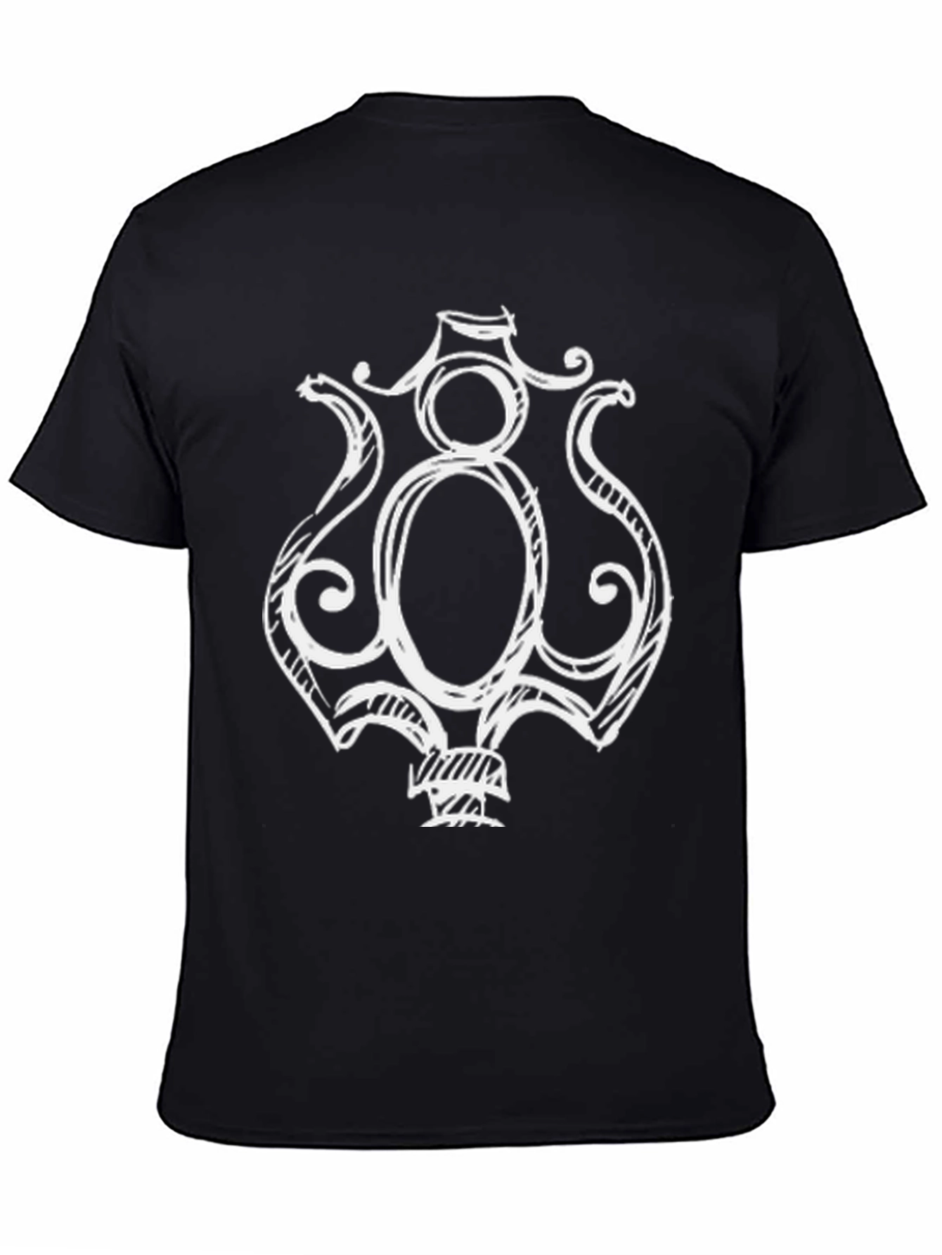 Black Unique Graphic Tee - Black Cotton Blend view 4