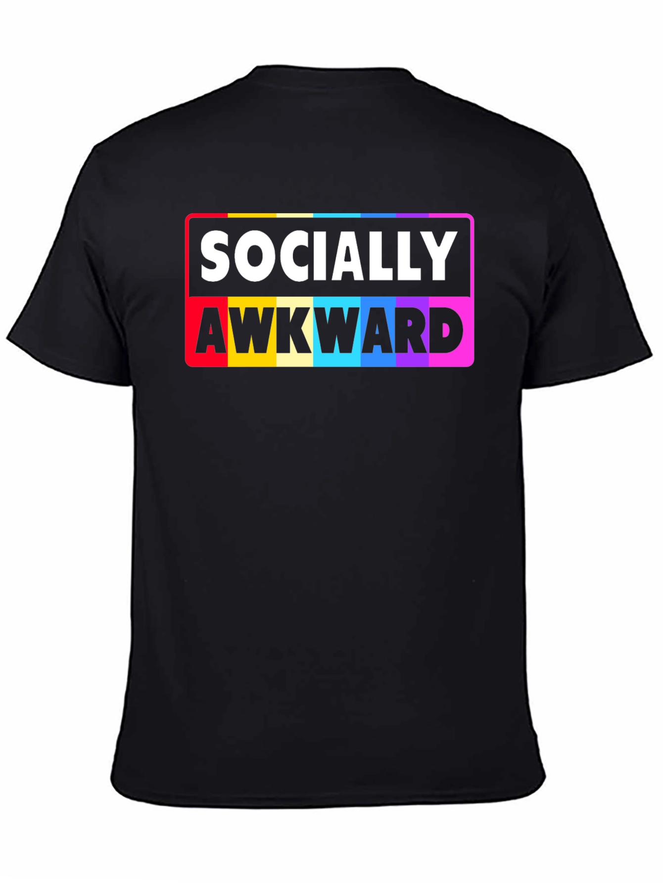 Black Socially Awkward Rainbow Pride T-Shirt view 4