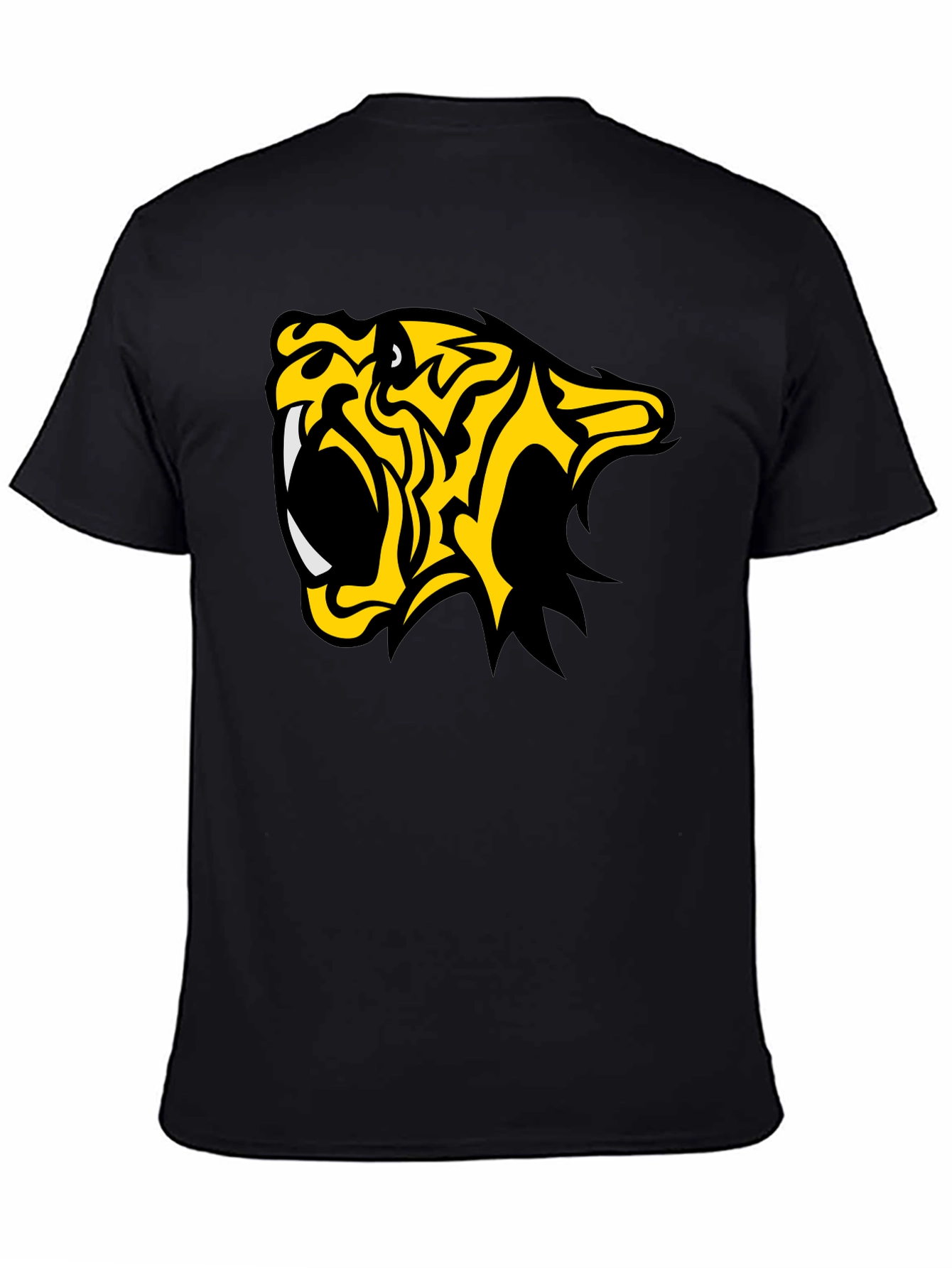 Black  Fierce Tiger Graphic Tee - Bold Black Cotton T-Shirt view 4