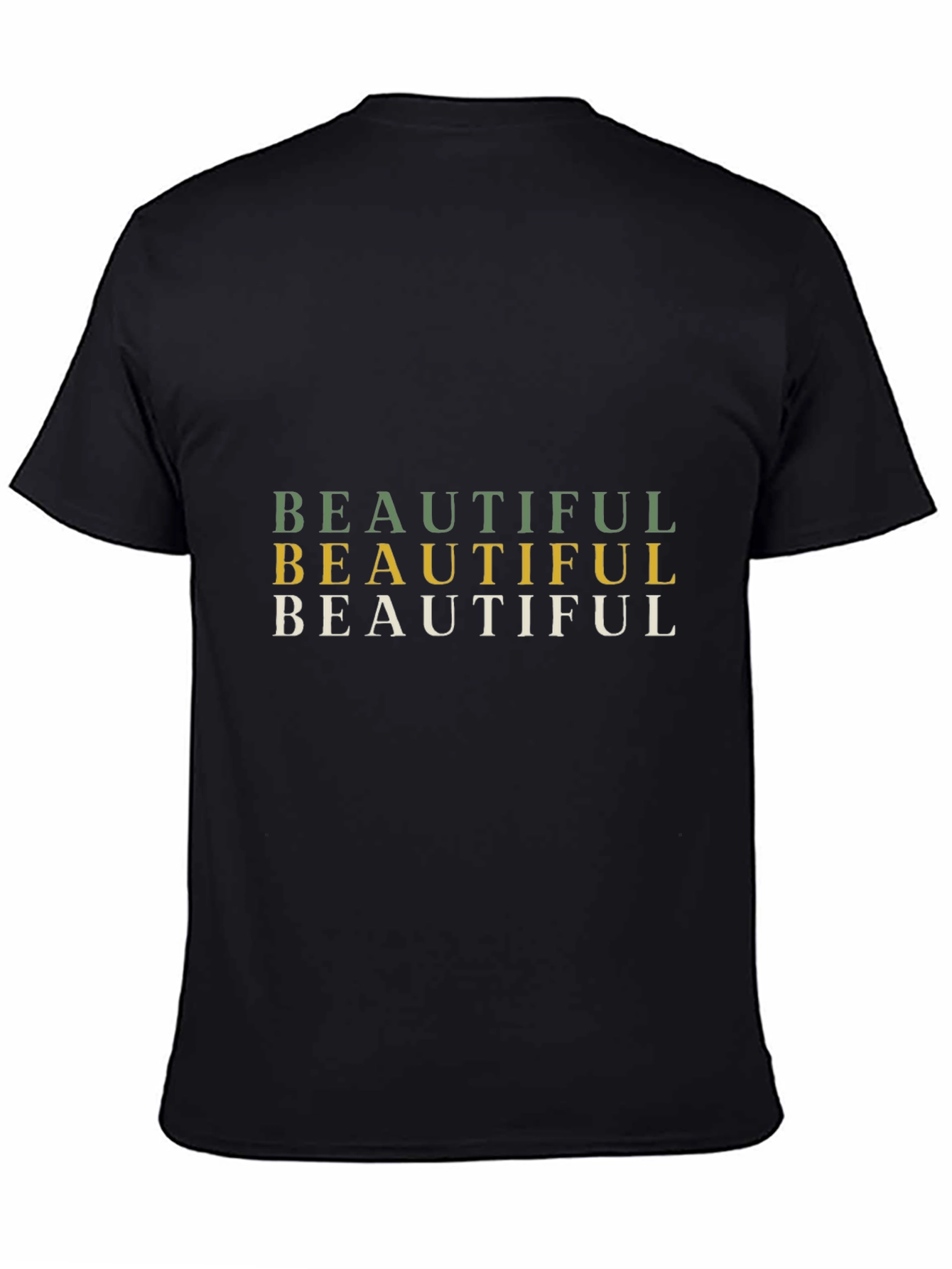 Black Stylish "Beautiful" Graphic Print T-Shirt view 4