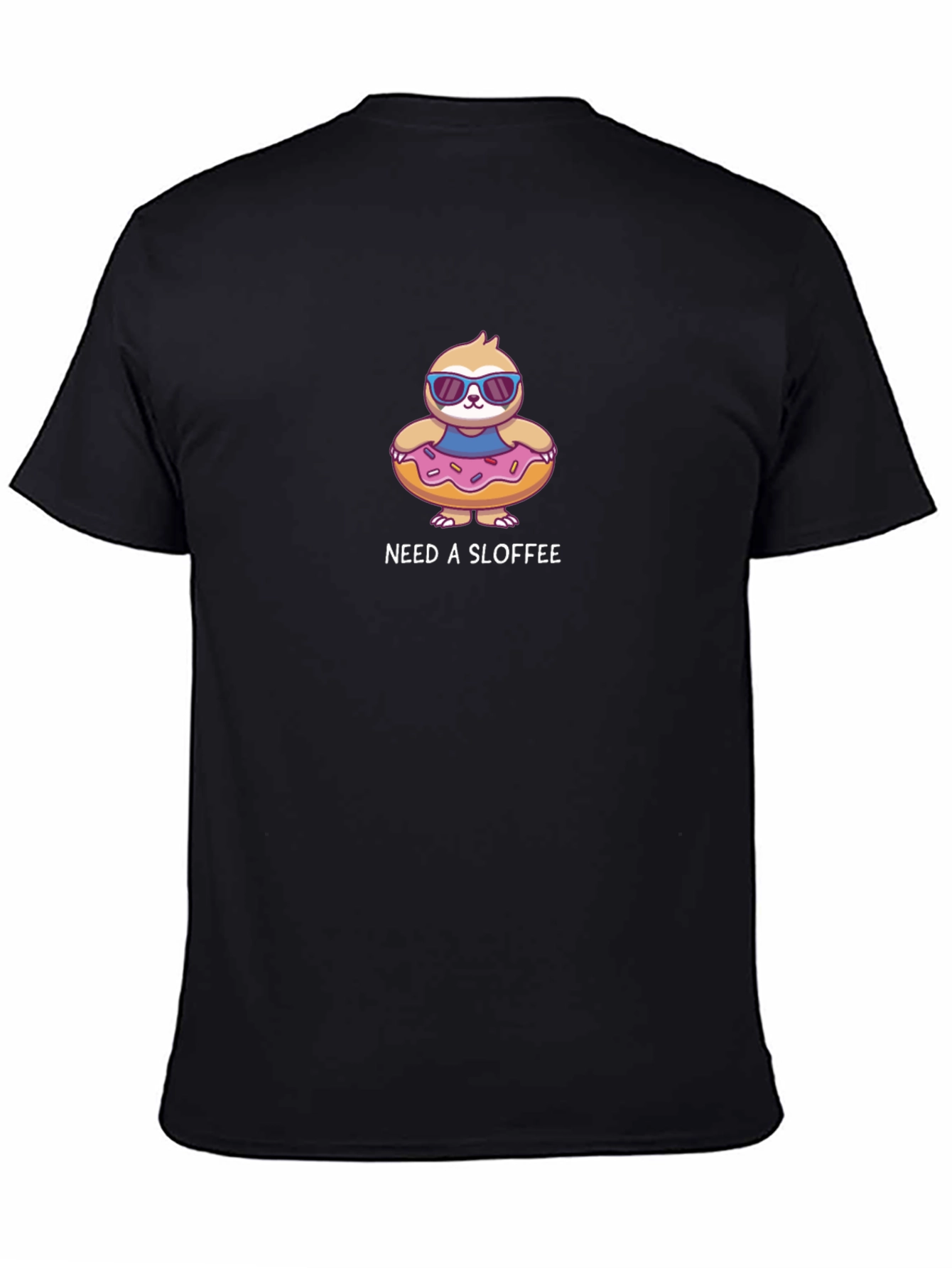 Black Need a Sloffee Sloth Donut T-Shirt view 4