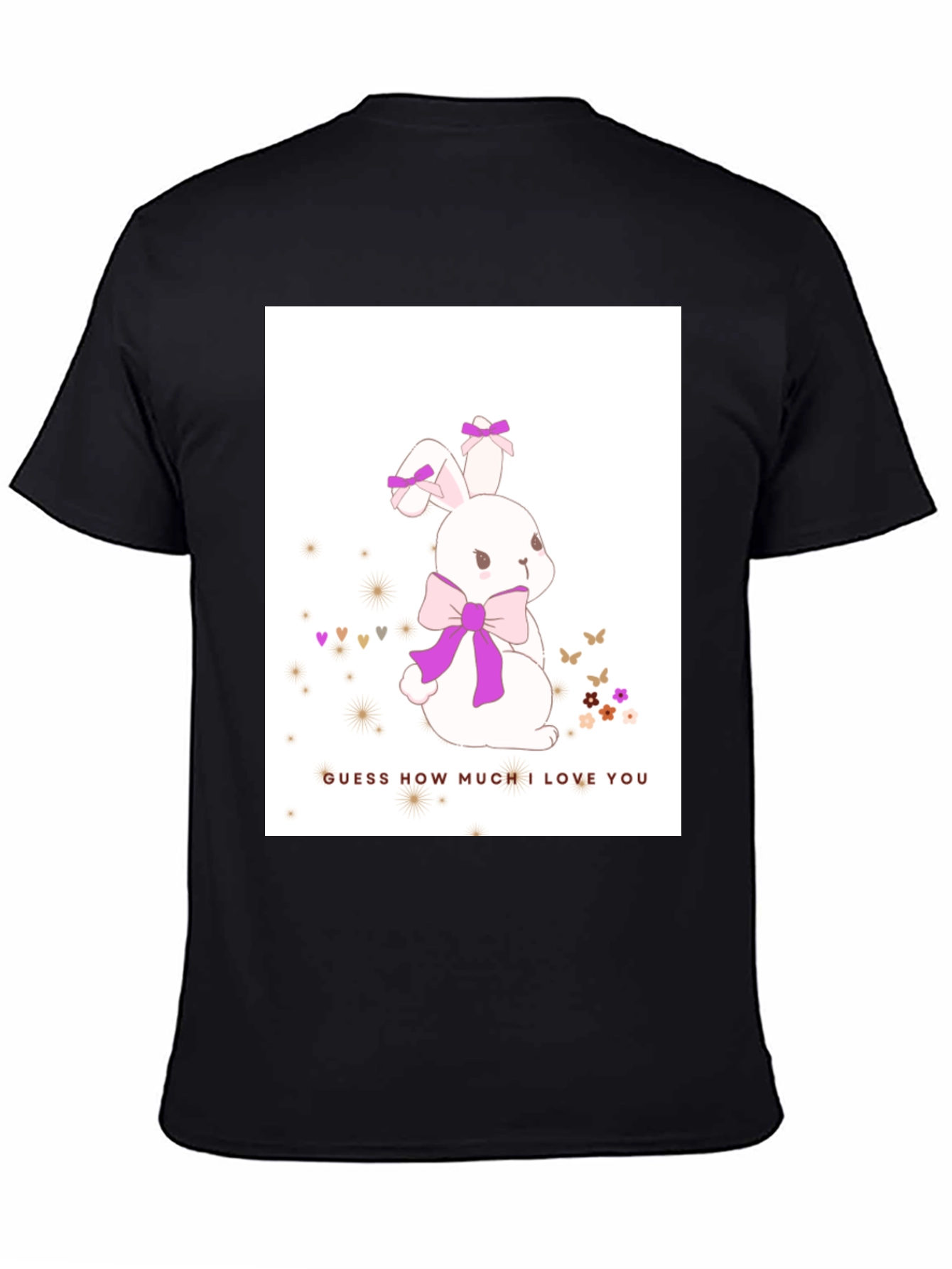 Black Cute Bunny T-Shirt - Guess How Much I Love You - Black view 4