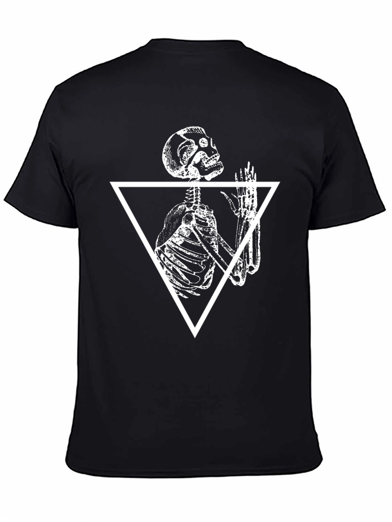 Black Skeleton Triangle Black Graphic Tee view 4