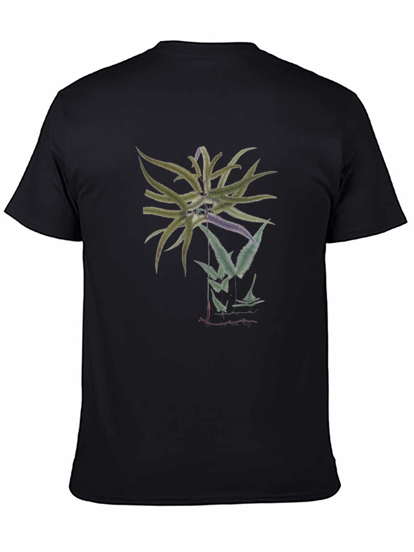 Black Botanical Graphic Black Tee view 4
