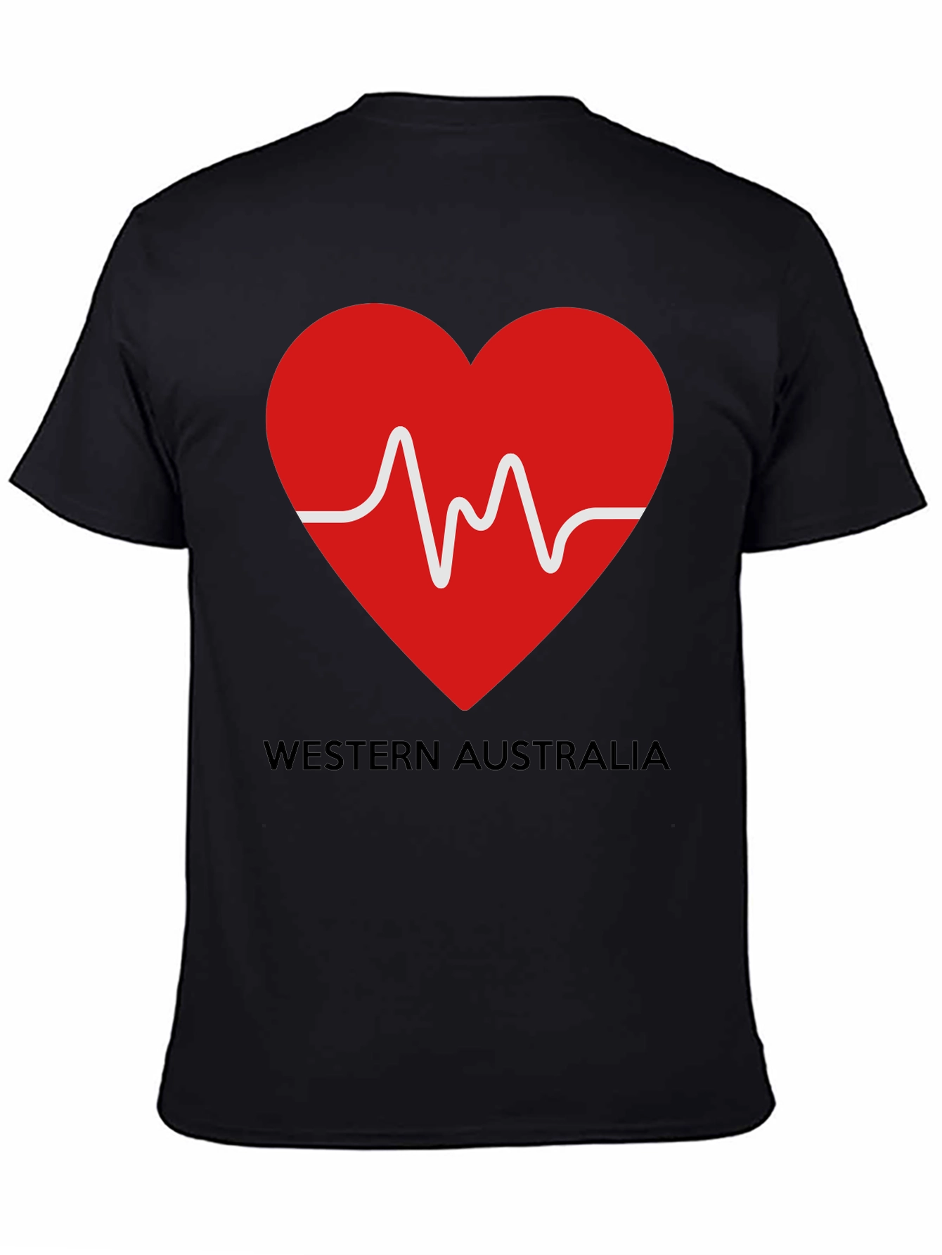 Black Western Australia Heartbeat T-Shirt - Black view 4