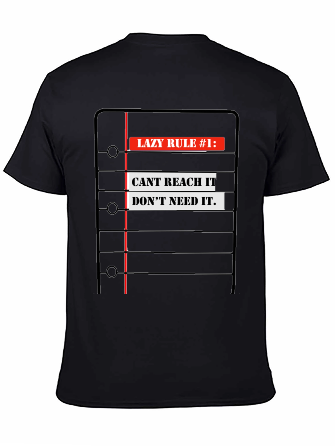 Black Lazy Rule #1 Men's Black Graphic Tee view 4