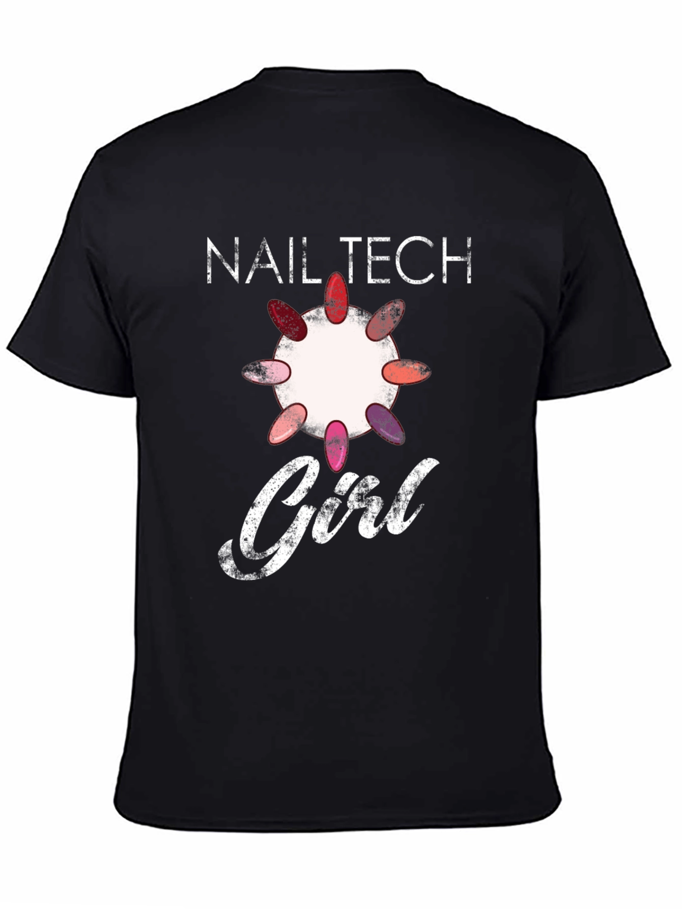 Black Nail Tech Girl T-Shirt - Stylish Manicure Design view 4