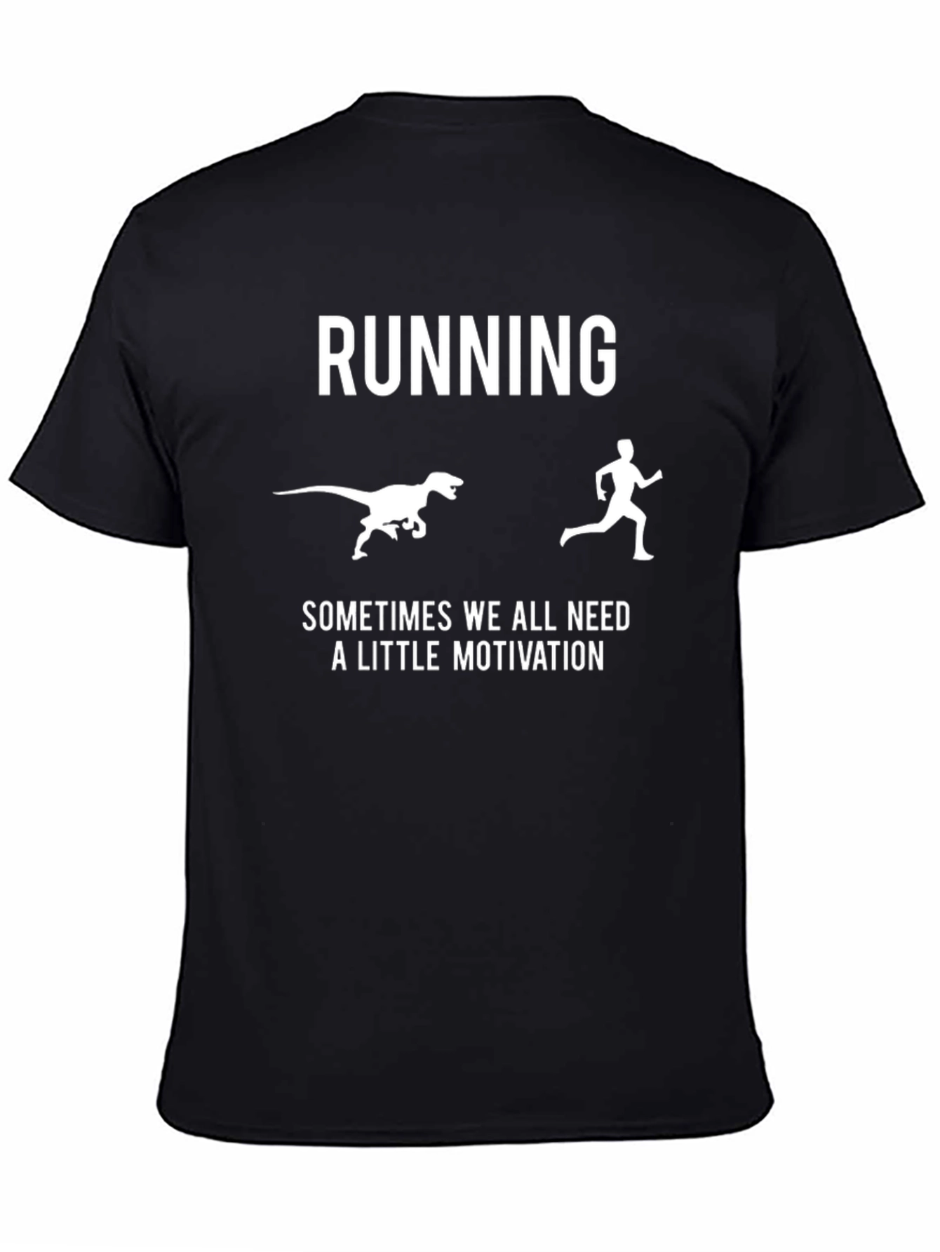 Black Running Motivation T-Shirt - Dinosaur Chase view 4