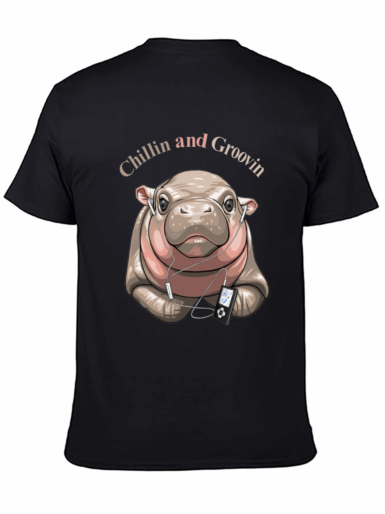 Black Chillin' Hippo Graphic Tee view 4