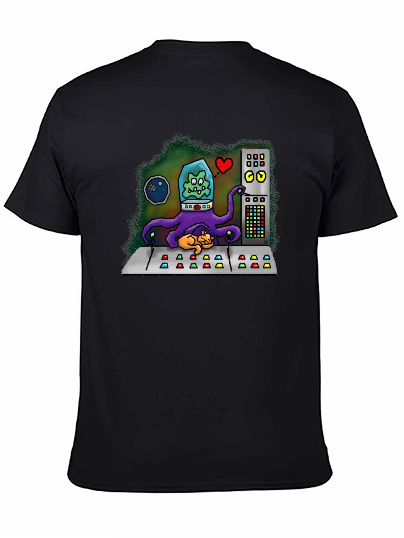 Black Alien Cat Lover Graphic Tee view 4