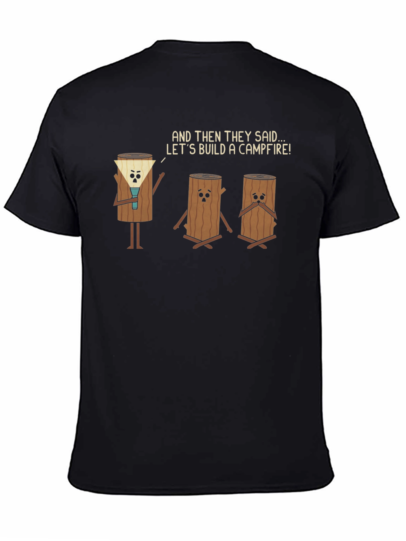 Black Funny Campfire Logs T-Shirt - Dark Humor Tee view 4
