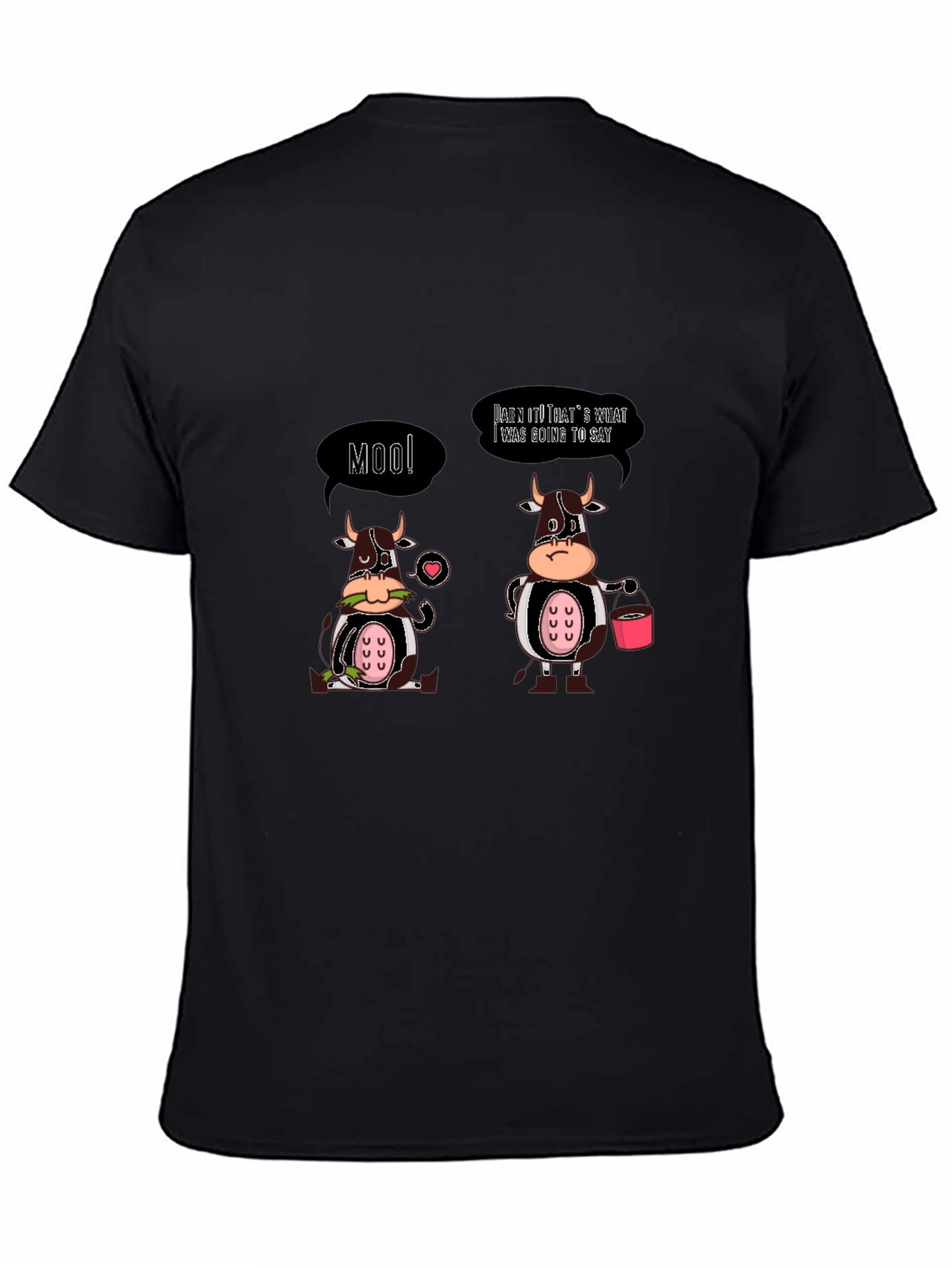 Black Funny Cow Graphic T-Shirt - "Moo!" and More view 4