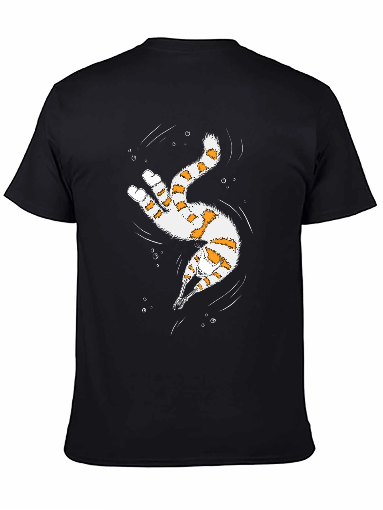 Black Whimsical Diving Cat Graphic Tee - Black view 4