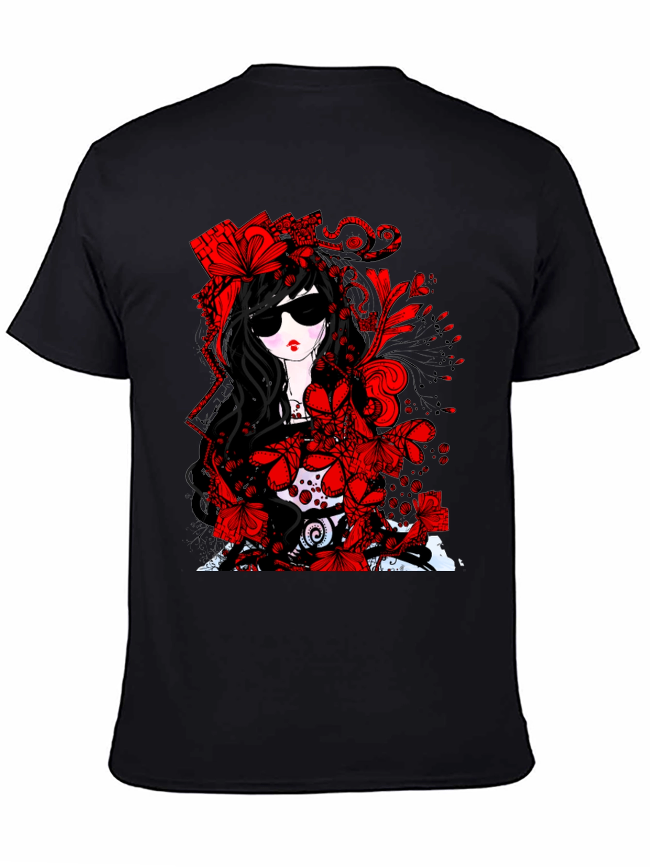 Black Gothic Floral T-Shirt - Dark & Stylish view 4