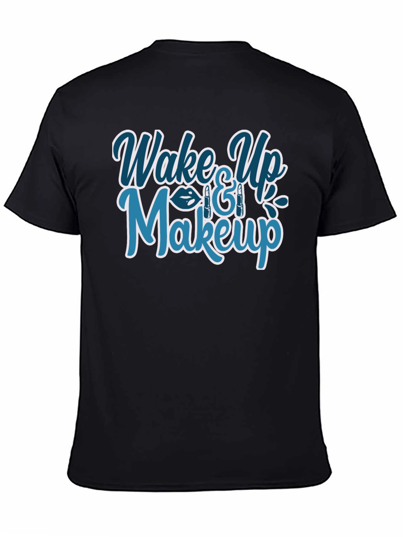 Black Wake Up & Makeup Graphic T-Shirt - Trendy Style view 4