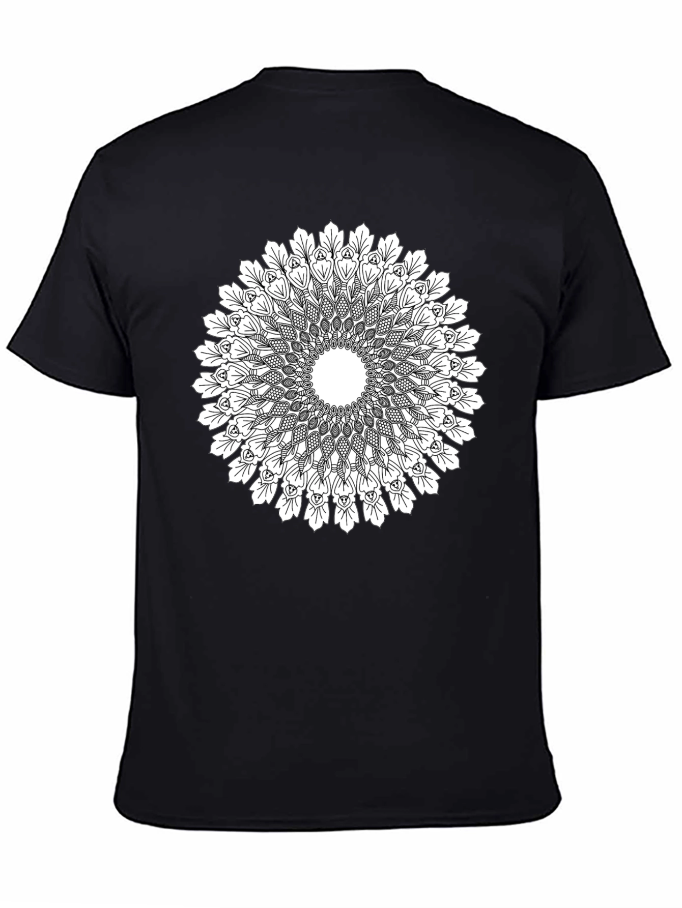 Black Mandala Print Black T-Shirt view 4