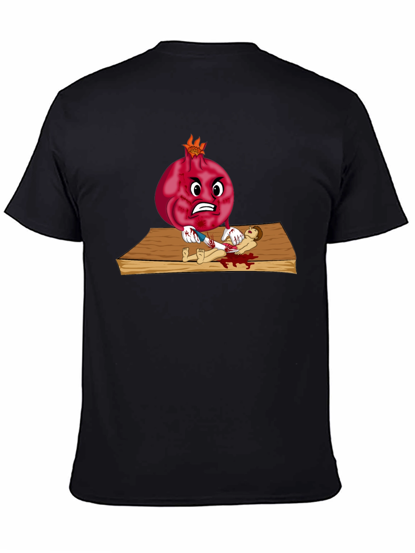 Black Pomegranate Cartoon T-Shirt view 4