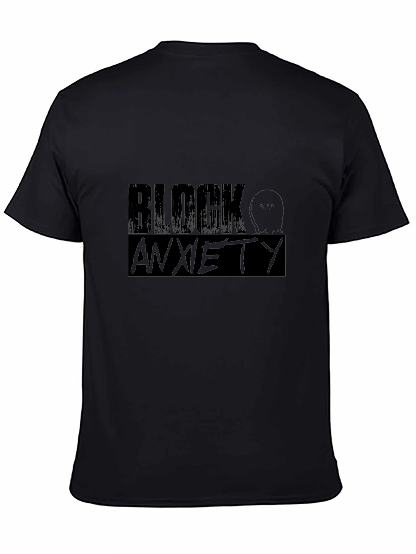 Black Block Anxiety Black Graphic Tee - RIP Anxiety view 4