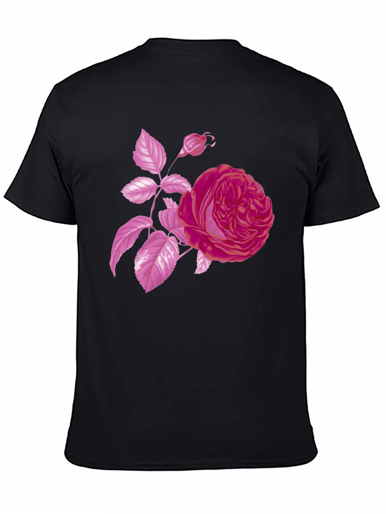 Black Rose Graphic Black T-Shirt - Stylish Floral Design view 4