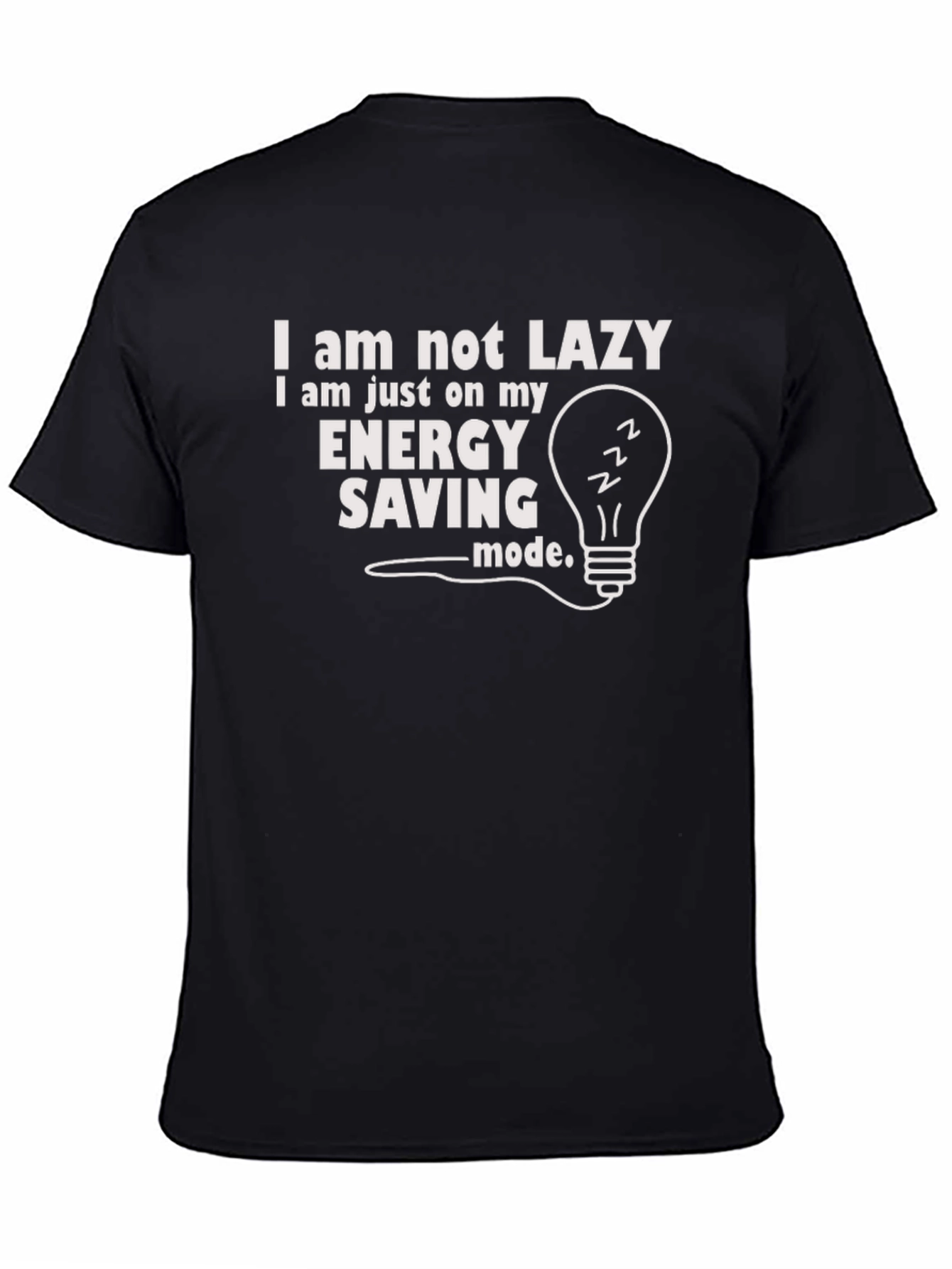 Black Funny Energy Saving Mode Graphic Tee - Black view 4