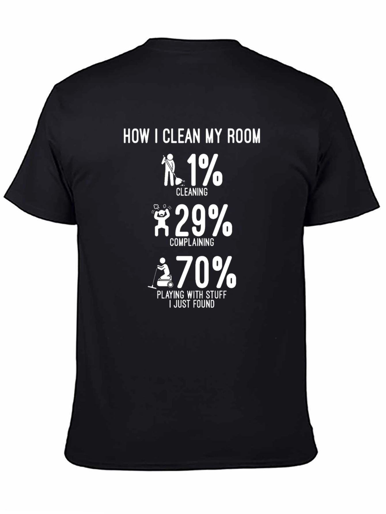 Black Humorous "How I Clean My Room" Graphic Tee view 4