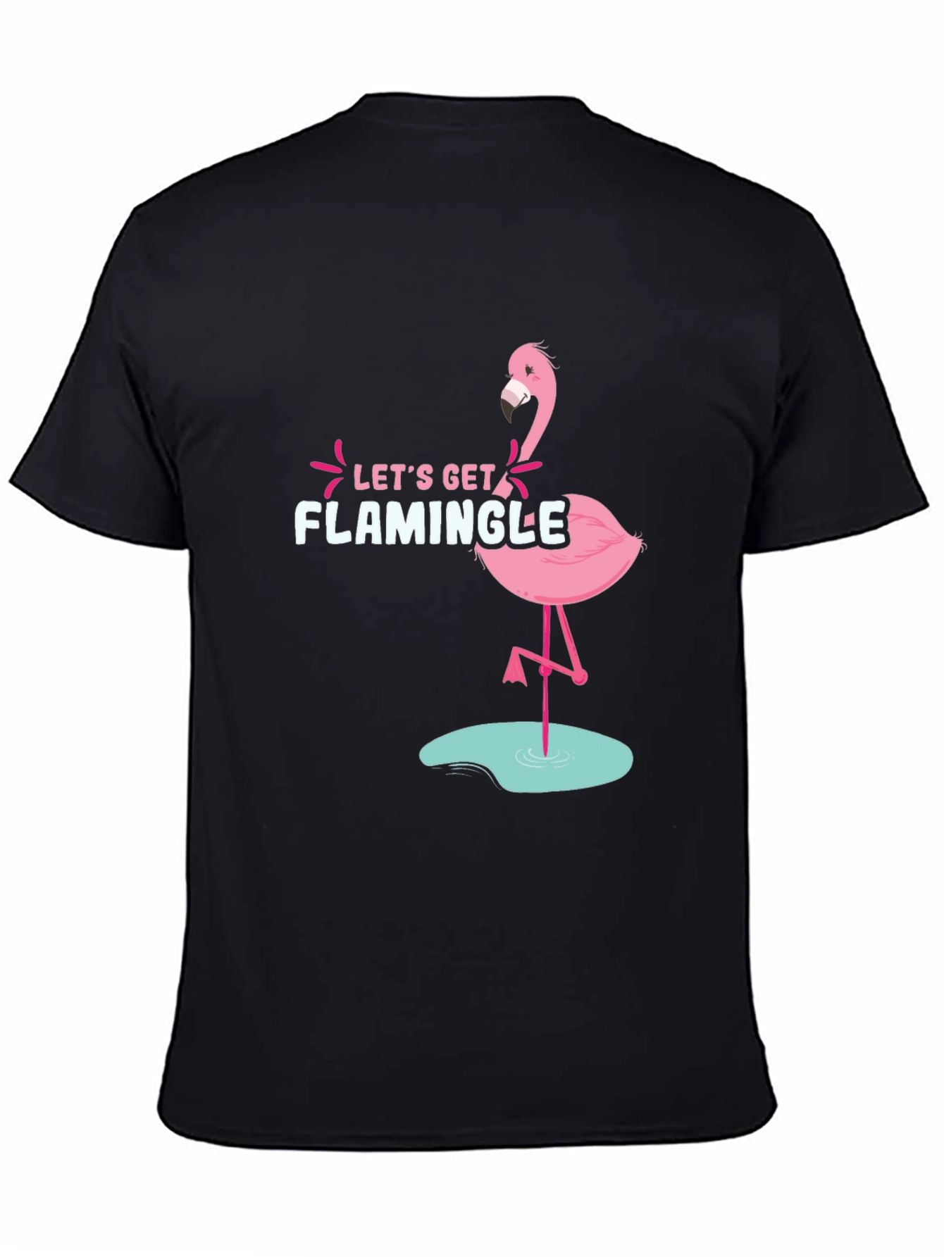 Black Let's Get Flamingle Black Graphic Tee view 4