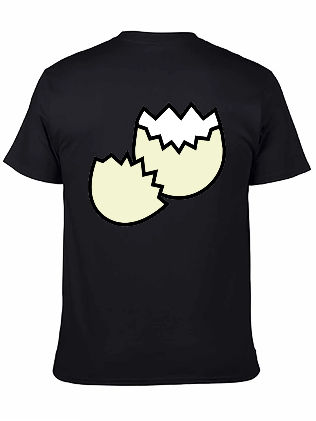Black Cracked Egg Graphic Tee - Funny Broken Eggshell Design view 4