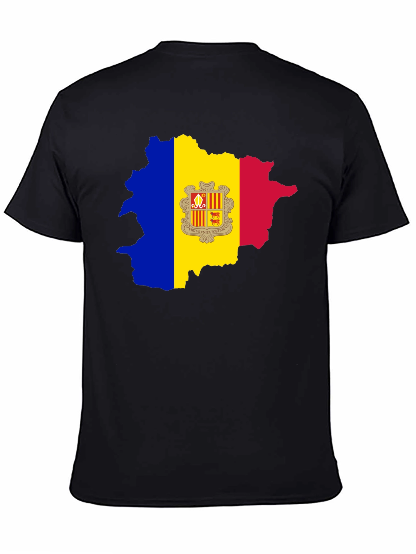 Black Andorra Flag Map Graphic Tee - Black Cotton Blend view 4