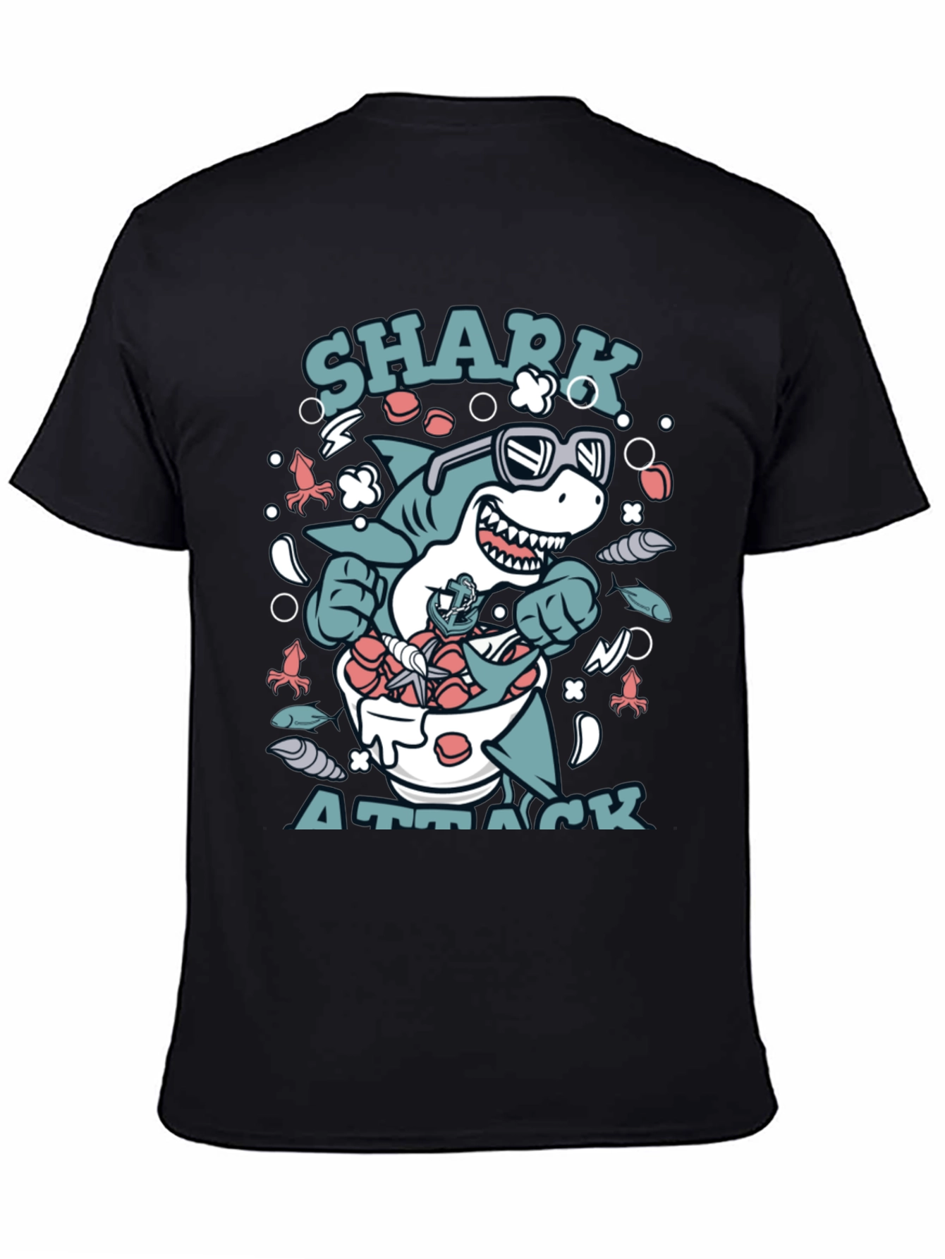 Shark Attack T-Shirt, Novelty Graphic Tee - 4
