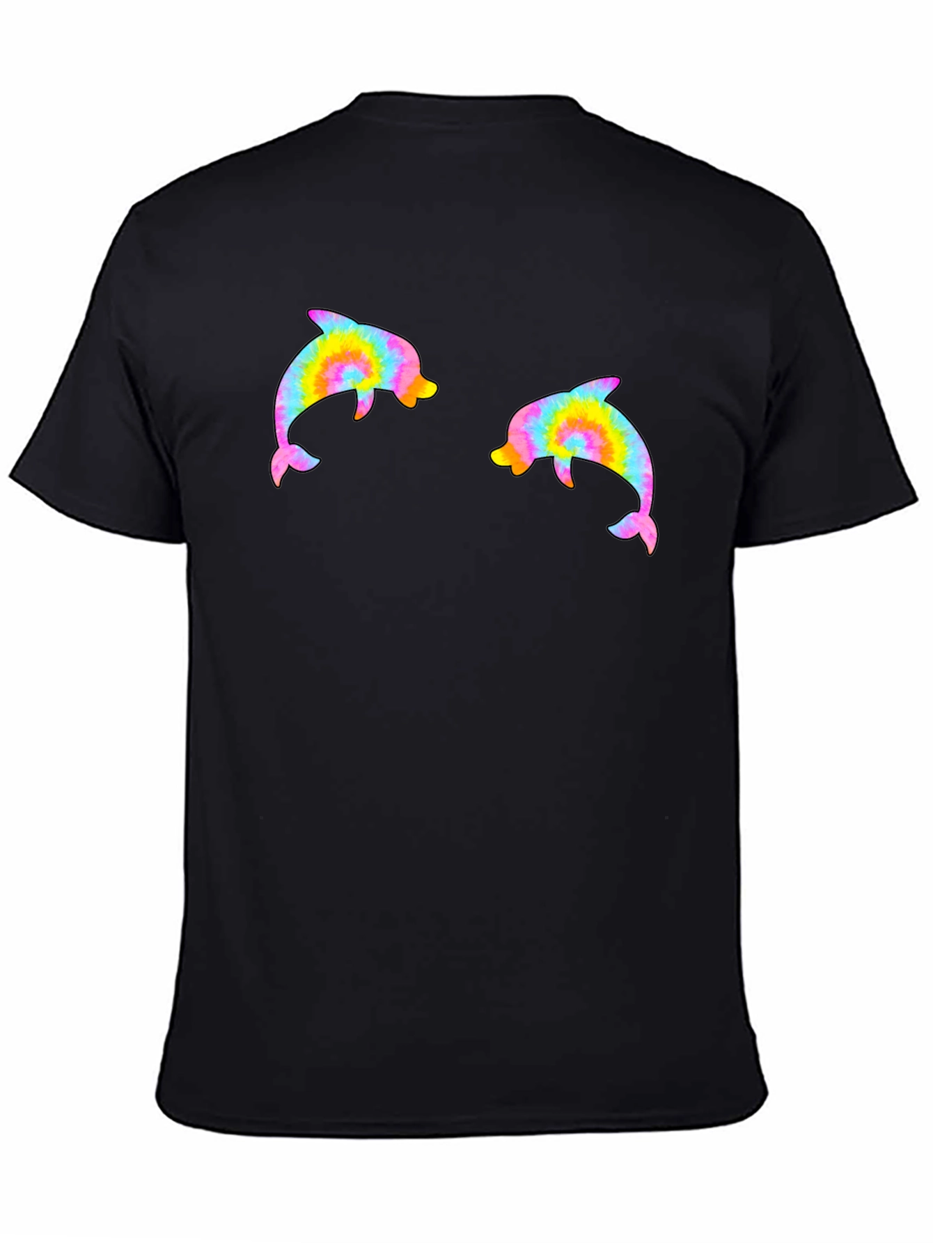 Black Tie Dye Dolphin Graphic Tee - Casual Cool Comfort view 4