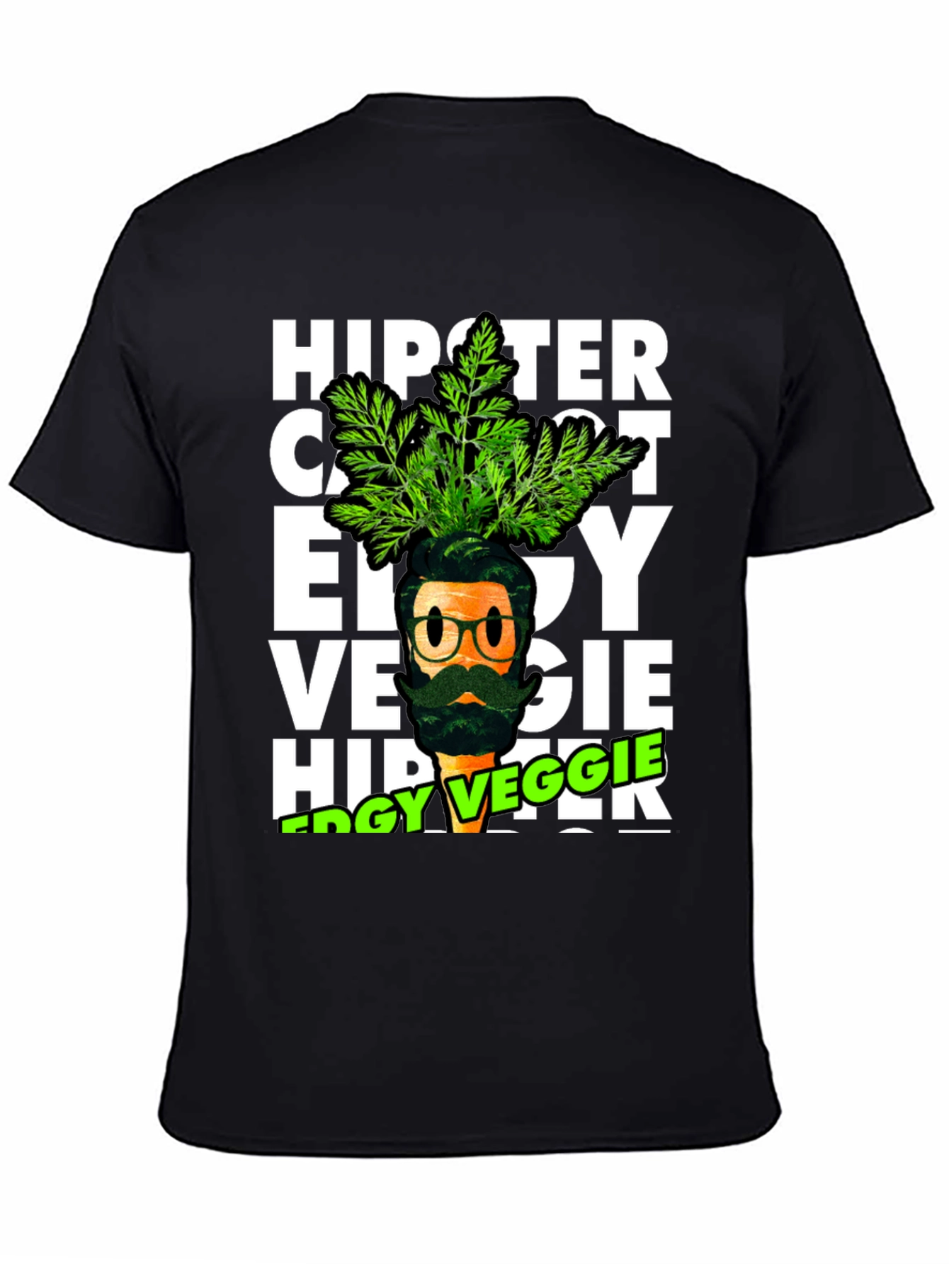 Black Edgy Veggie Hipster T-Shirt view 4