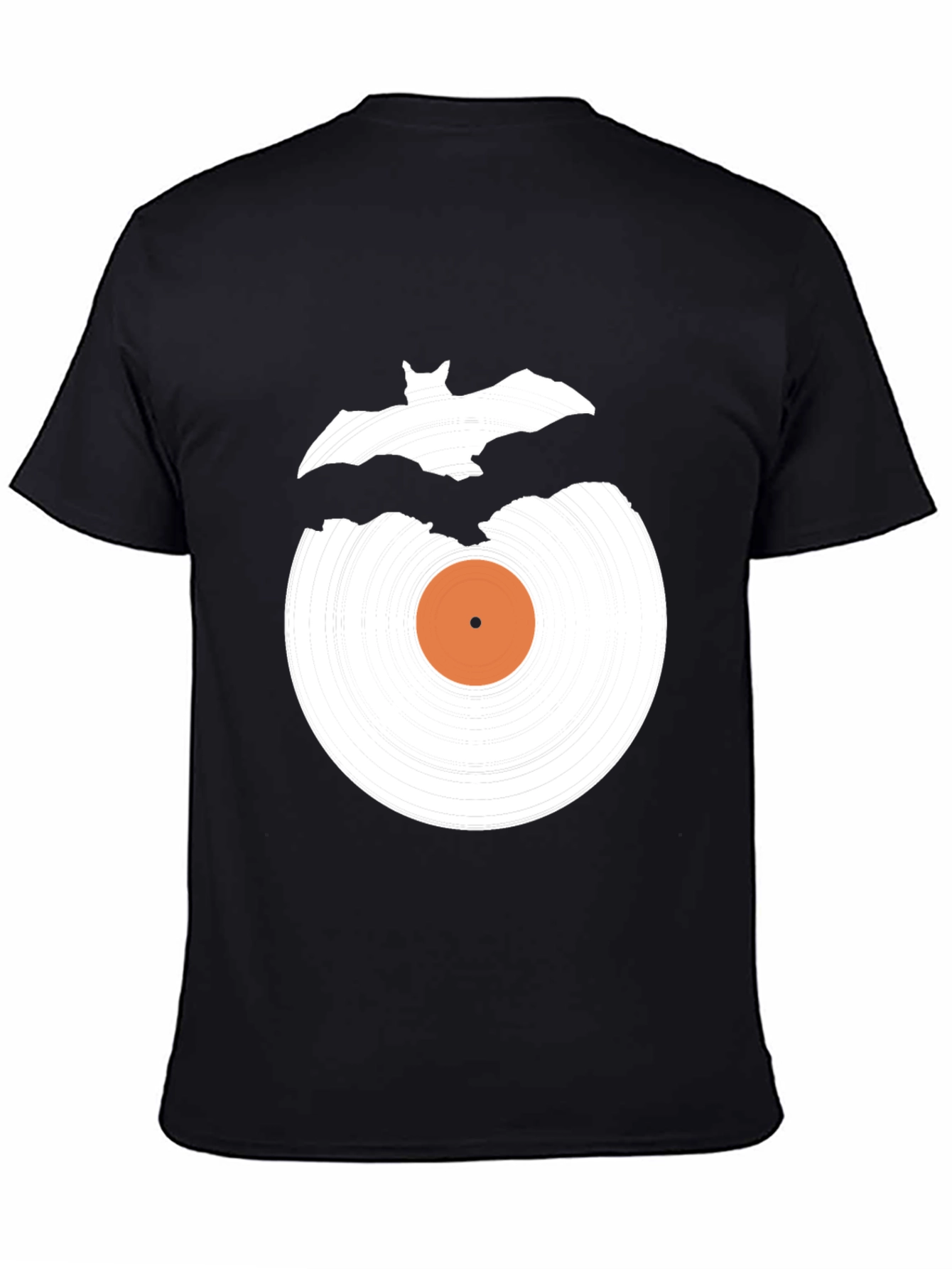 Black Bat Vinyl Record Graphic Tee - Halloween Style view 4