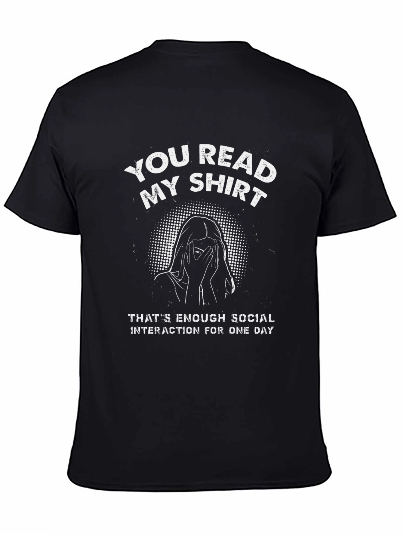 Black Introvert Humor T-Shirt - Enough Social Interaction Today Tee view 4