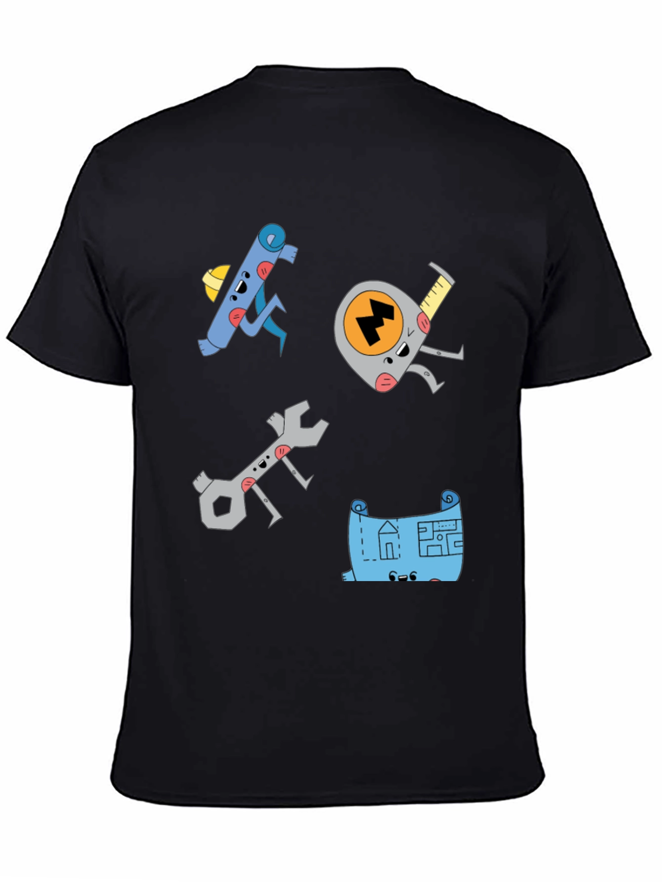 Black Cartoon Tool Graphic Black T-Shirt view 4
