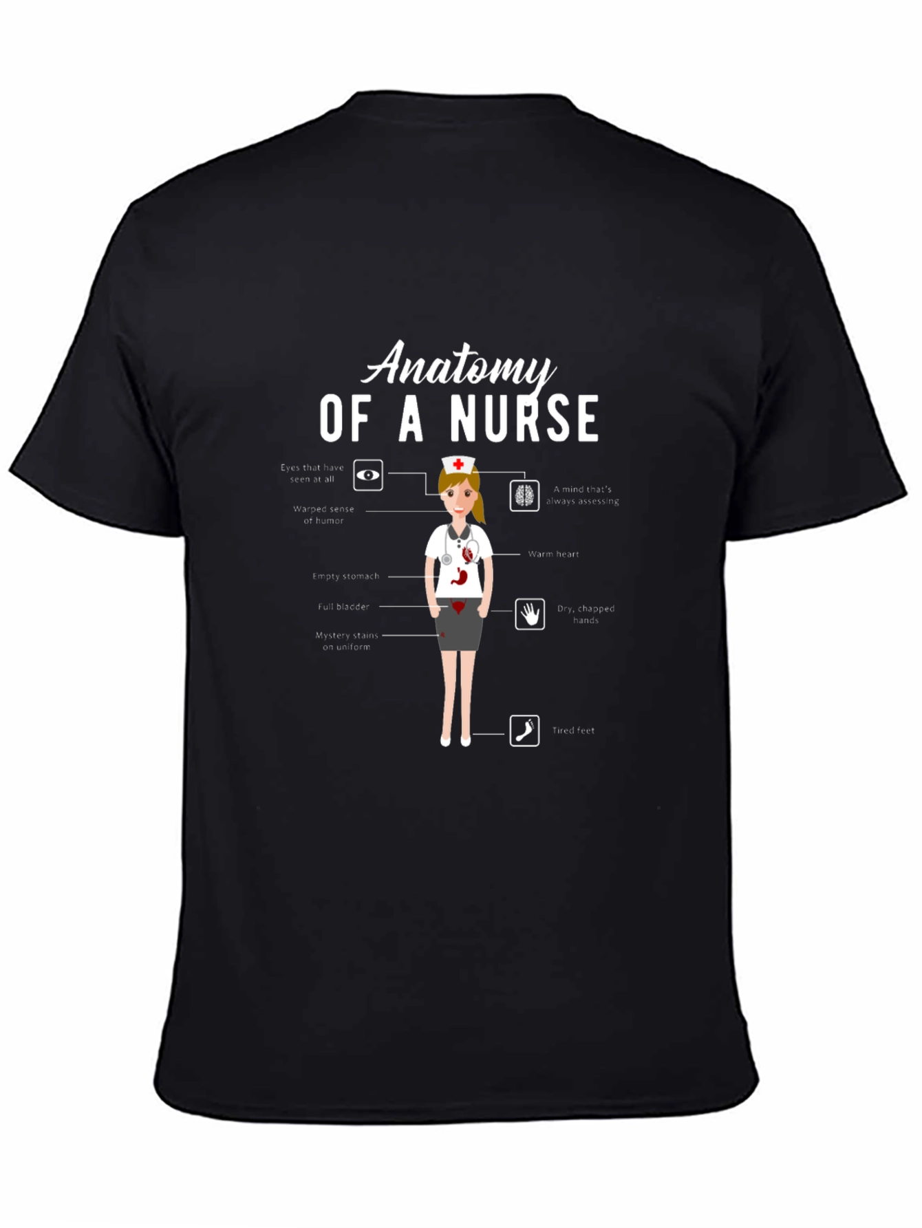 Black Anatomy of a Nurse T-Shirt Funny Nursing Gift view 4