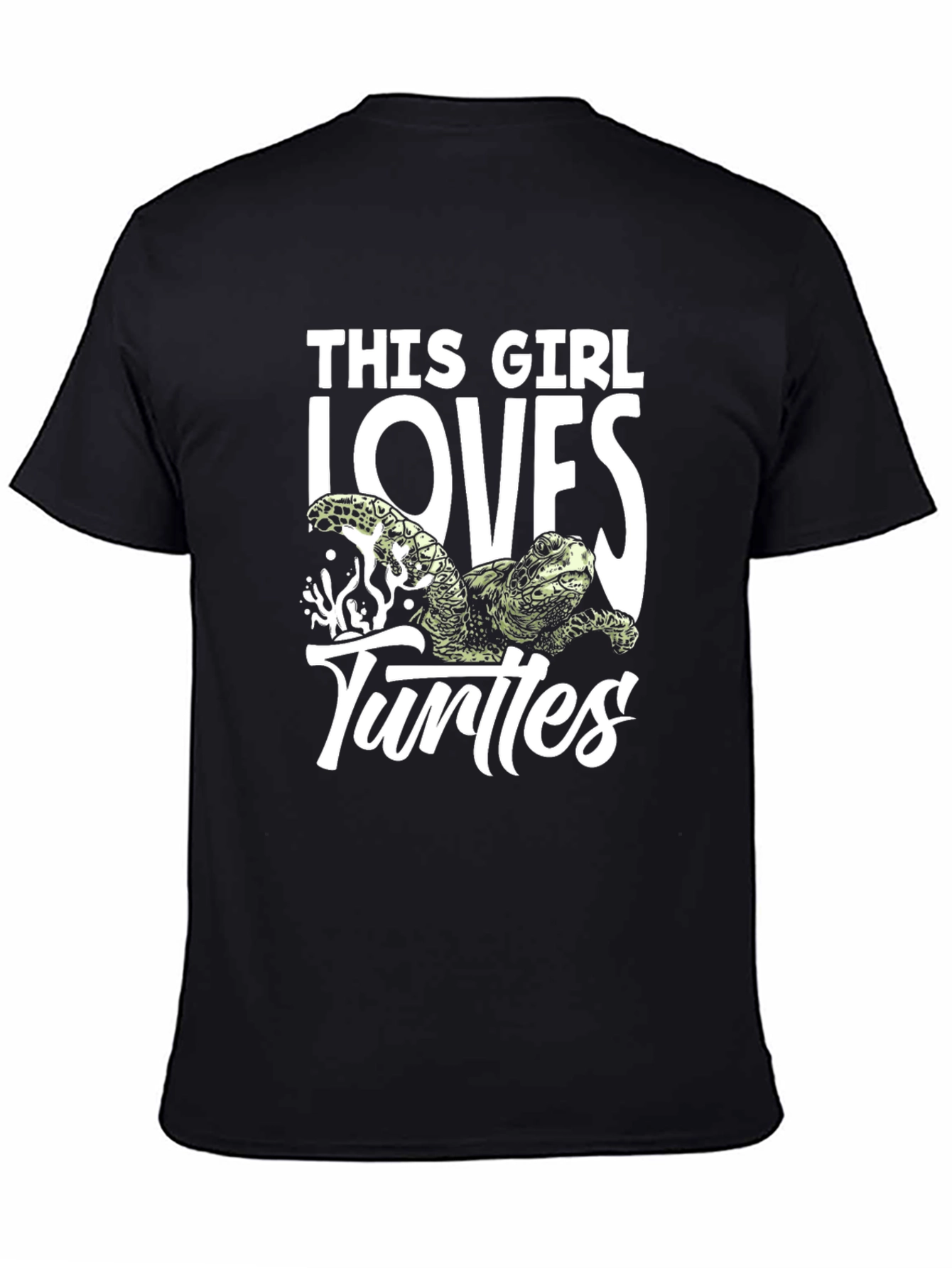 Black This Girl Loves Turtles Black T-Shirt view 4
