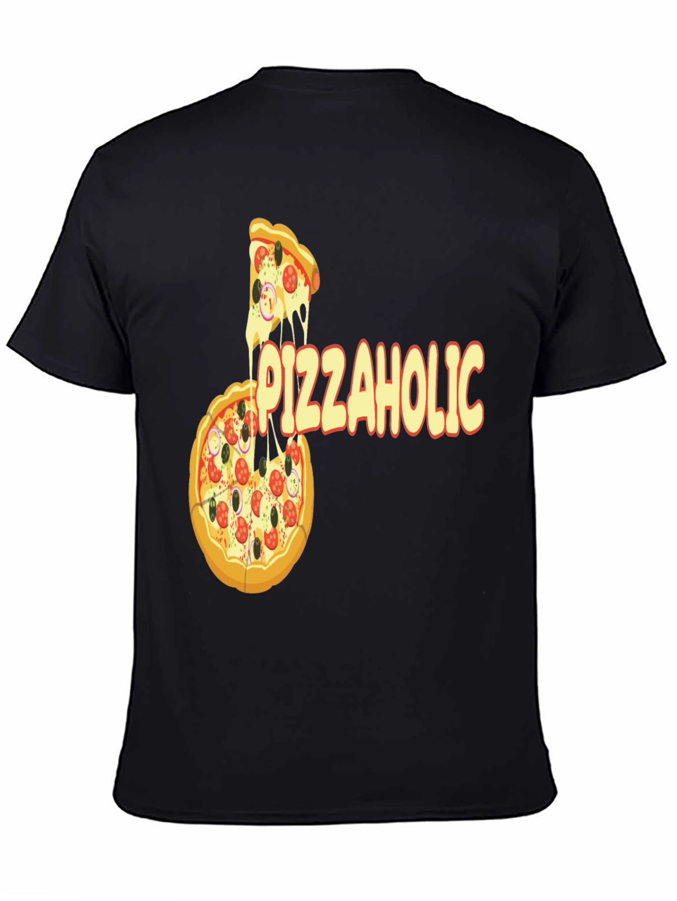 Black Pizza Lover T-Shirt - Funny Pizzaholic Graphic Tee view 4