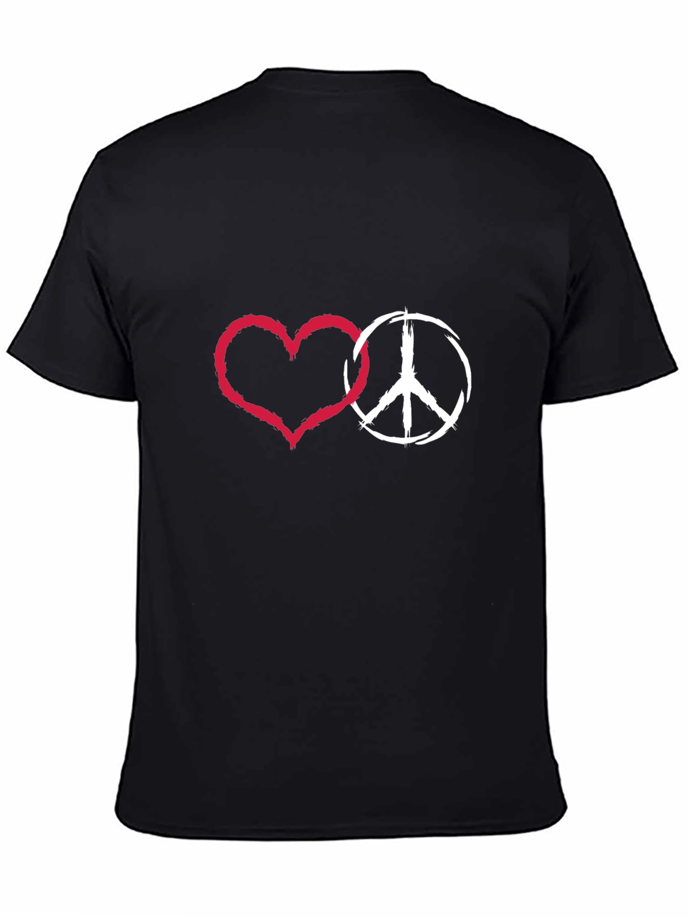 Black Peace & Love Graphic T-Shirt - Stylish Black Tee view 4