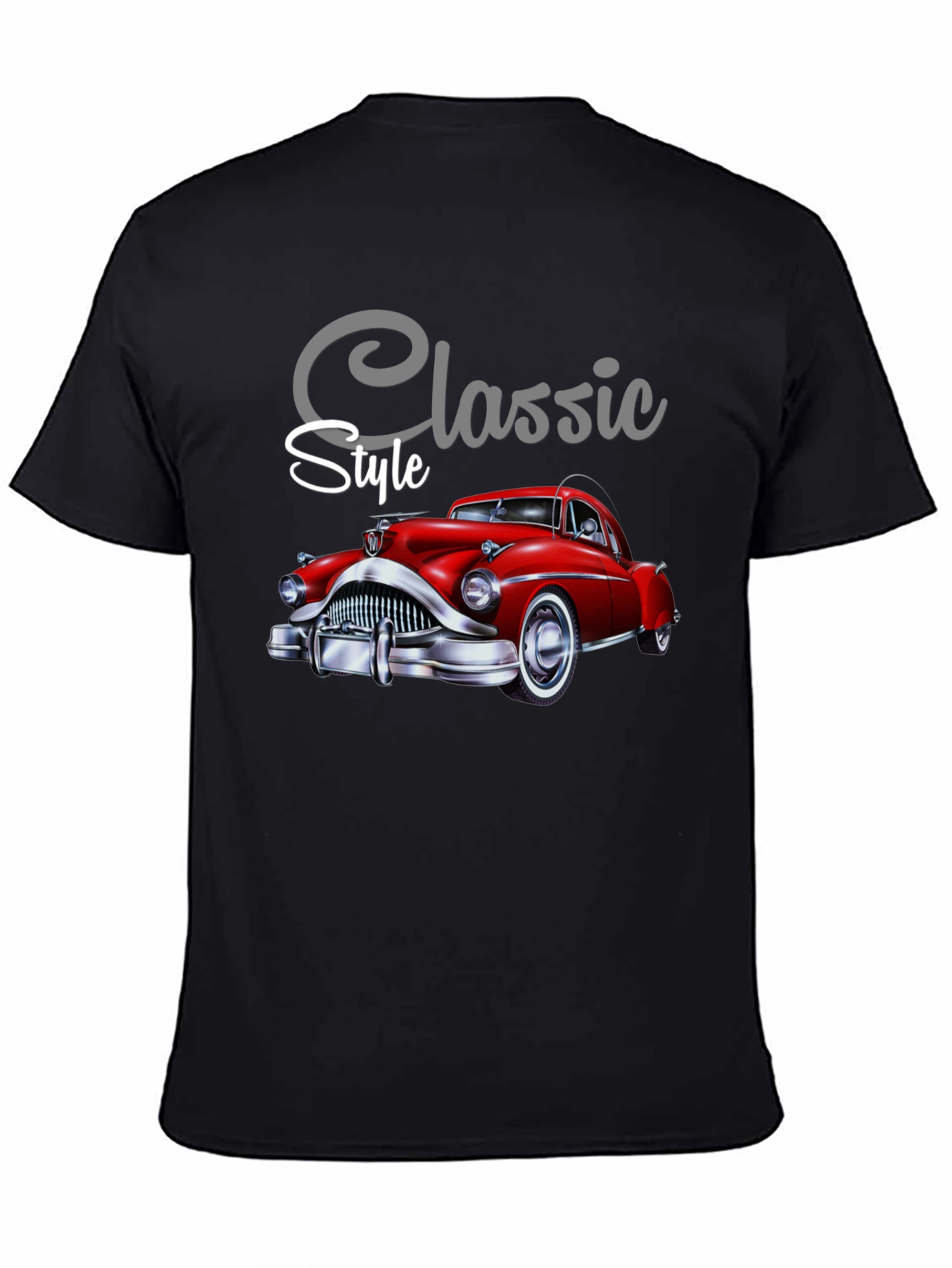Black Classic Style Car Graphic Tee - Soft Cotton Blend view 4
