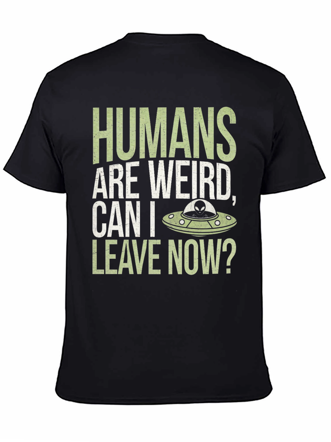 Black Humans Are Weird T-Shirt - Alien UFO Graphic Tee view 4