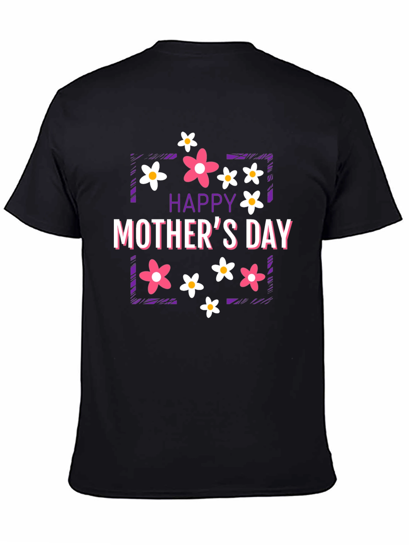 Black Happy Mother's Day Floral Graphic T-Shirt view 4