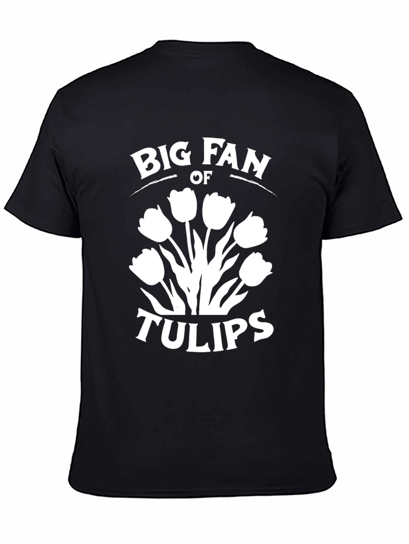 Black Big Fan of Tulips Graphic T-Shirt view 4